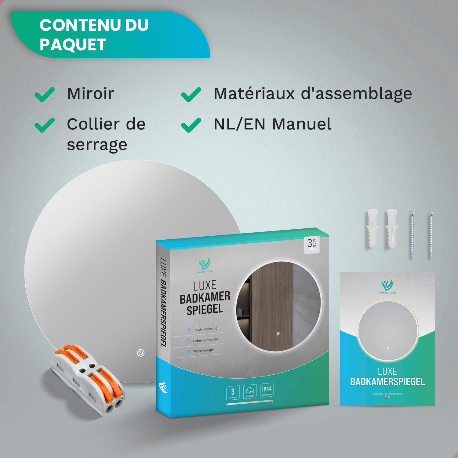 Miroir de salle de bain - 80cm - Rond - Sans cadre - Précommander