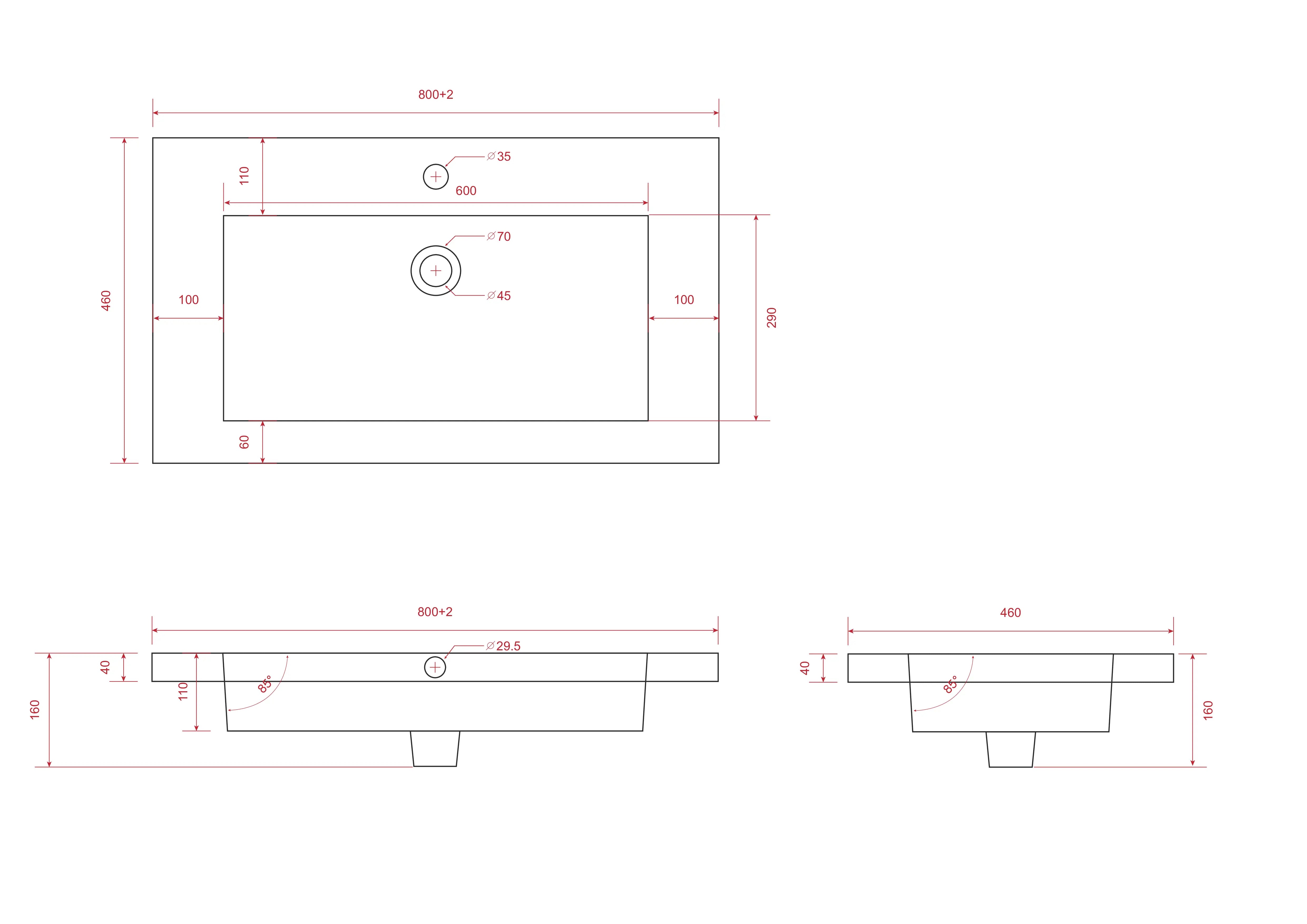 Meuble de salle de bain Sova - 80 cm - Noir mat - Vasque noire - Précommander