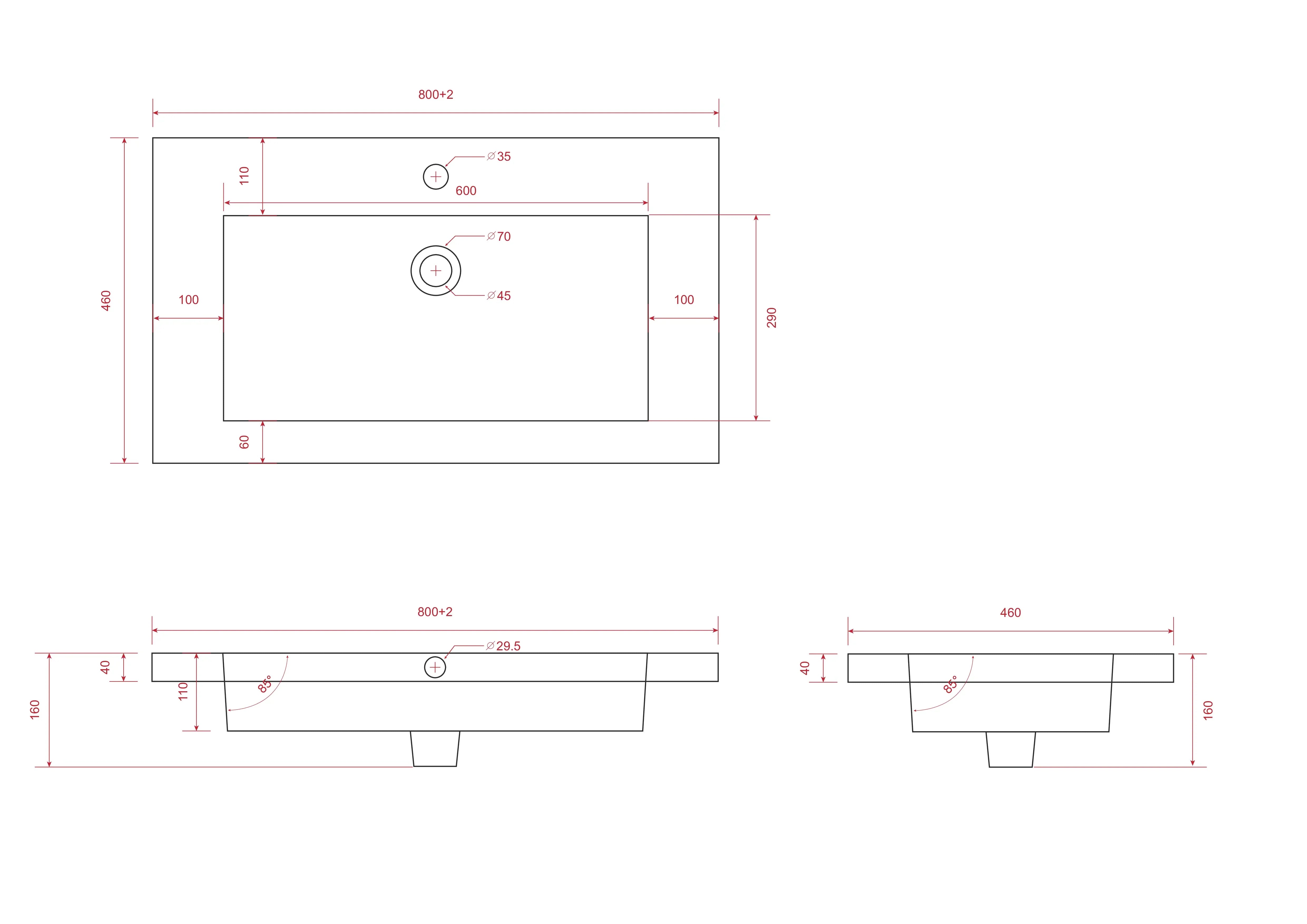 Ensemble meuble vasque Amara – 80 cm – Chêne Clair – Lavabo Blanc