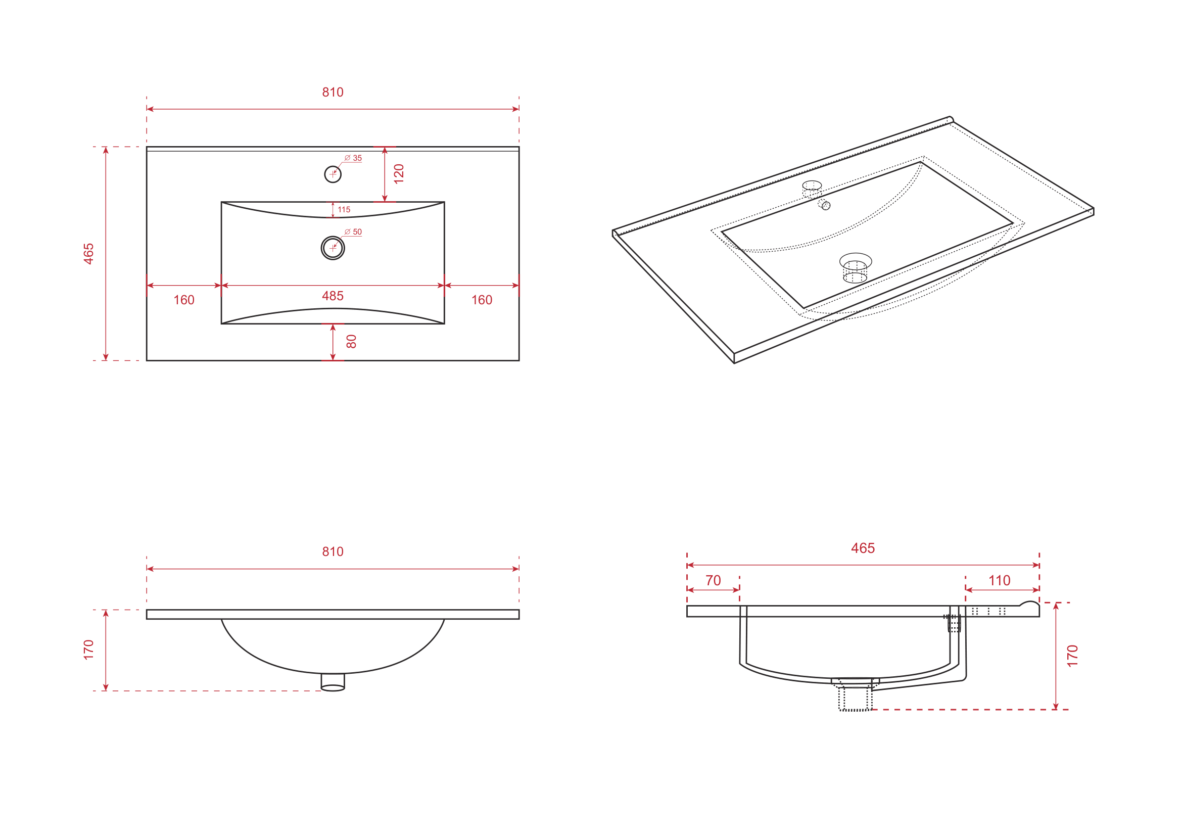 Meuble de salle de bain Luma - 80 cm - Blanc - Lavabo blanc - Précommander