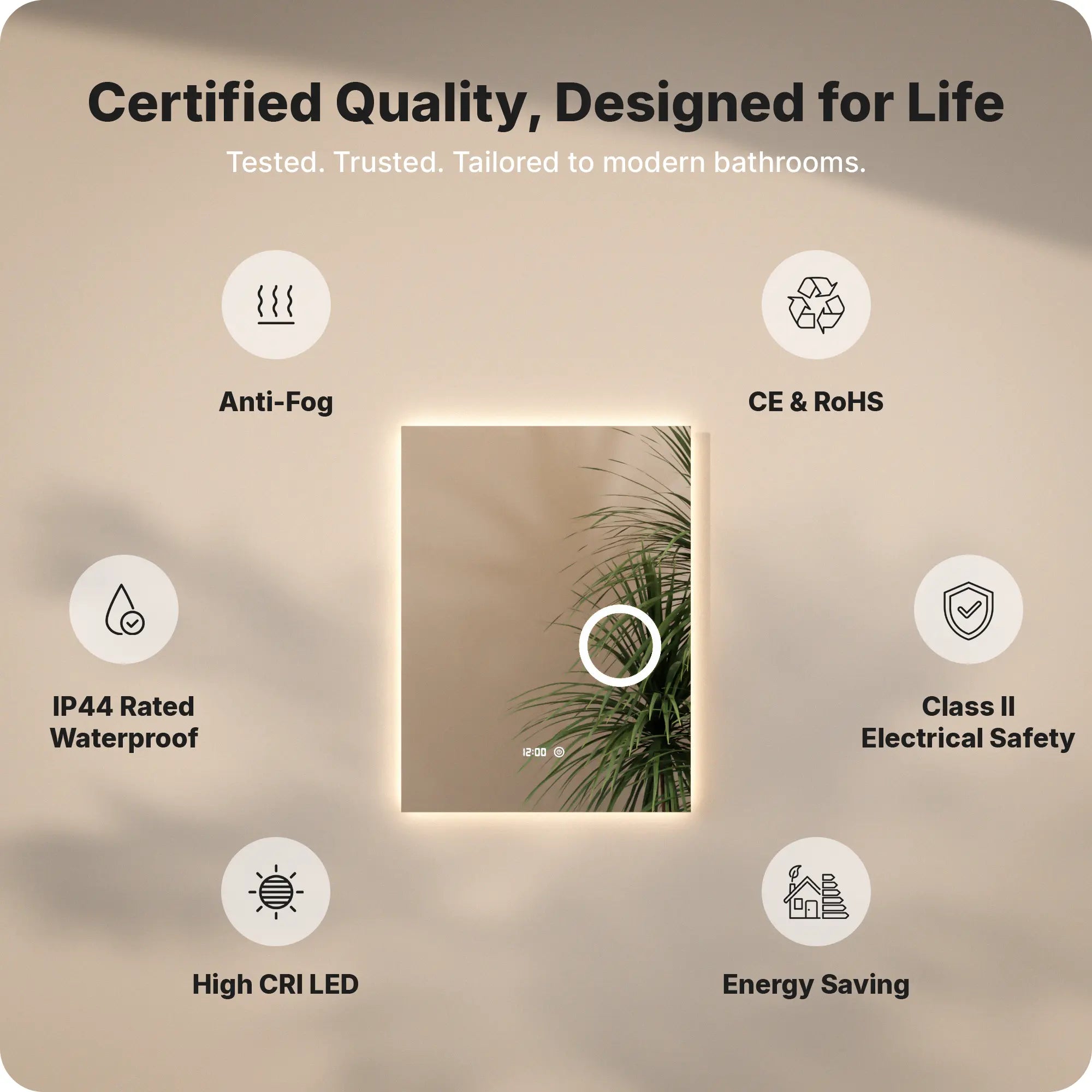 miroir de salle de bain - 60x80 cm - Rectangulaire - Sans Cadre