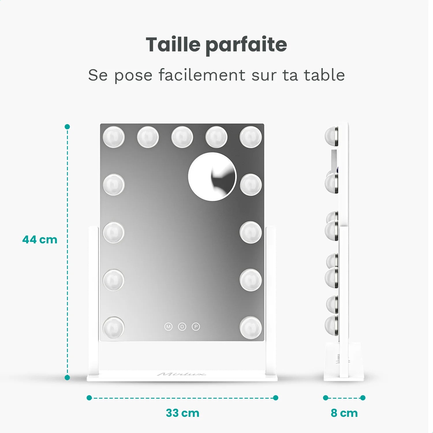 Miroir Hollywood - 44x30cm - Blanc