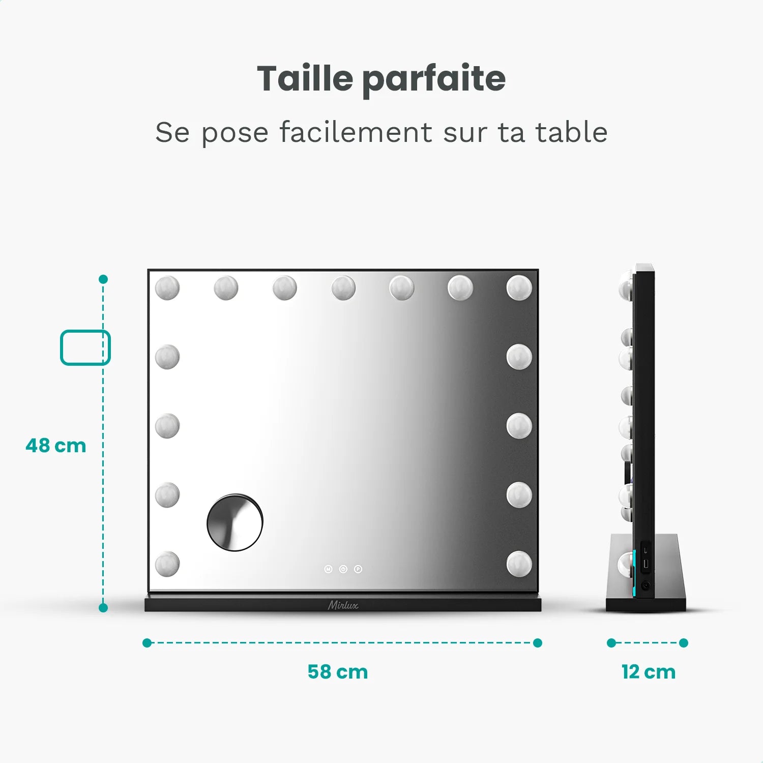 Miroir Hollywood - 58x48cm - Noir - Précommander