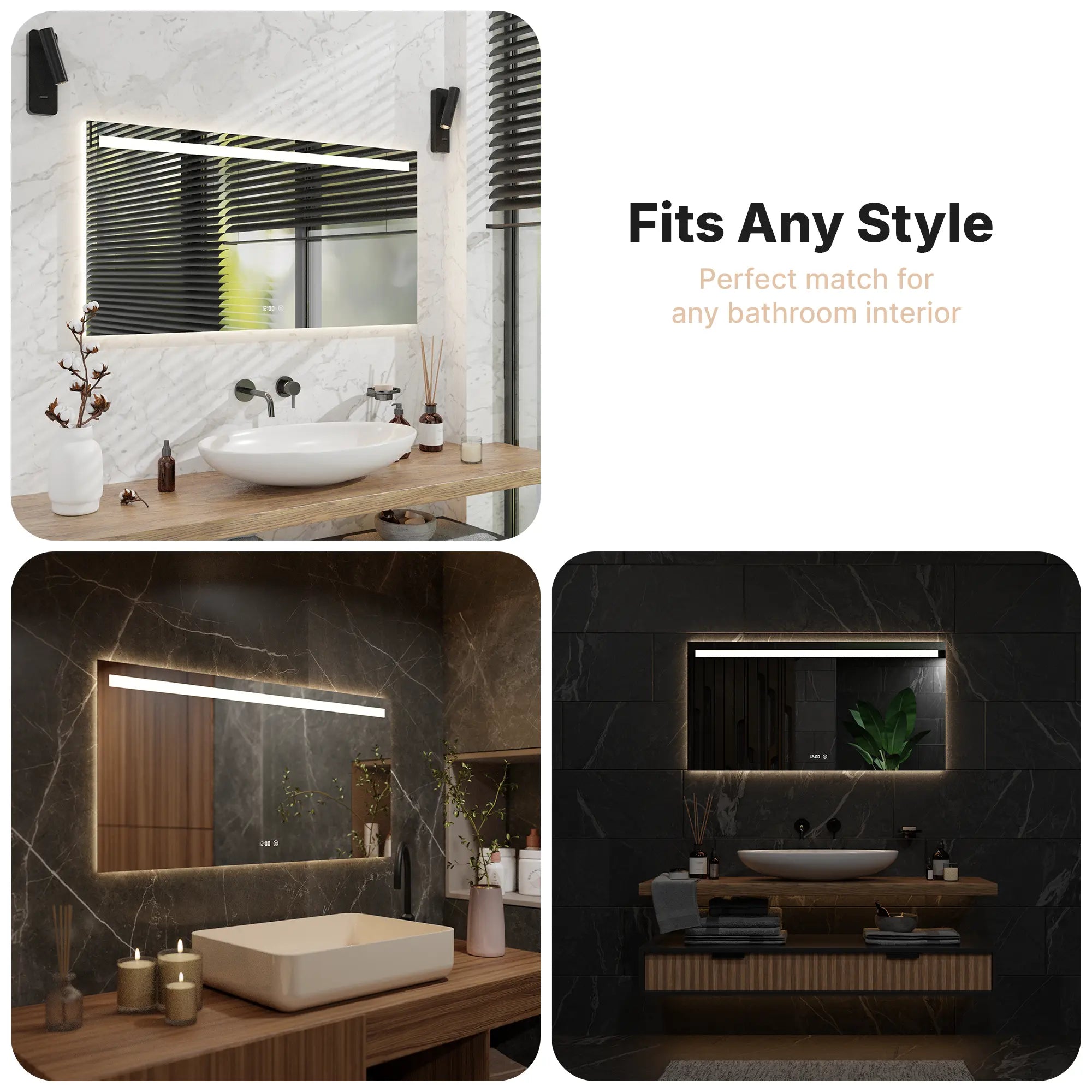 miroir de salle de bain - 120x60 cm - Rectangulaire - Sans Cadre - Précommander