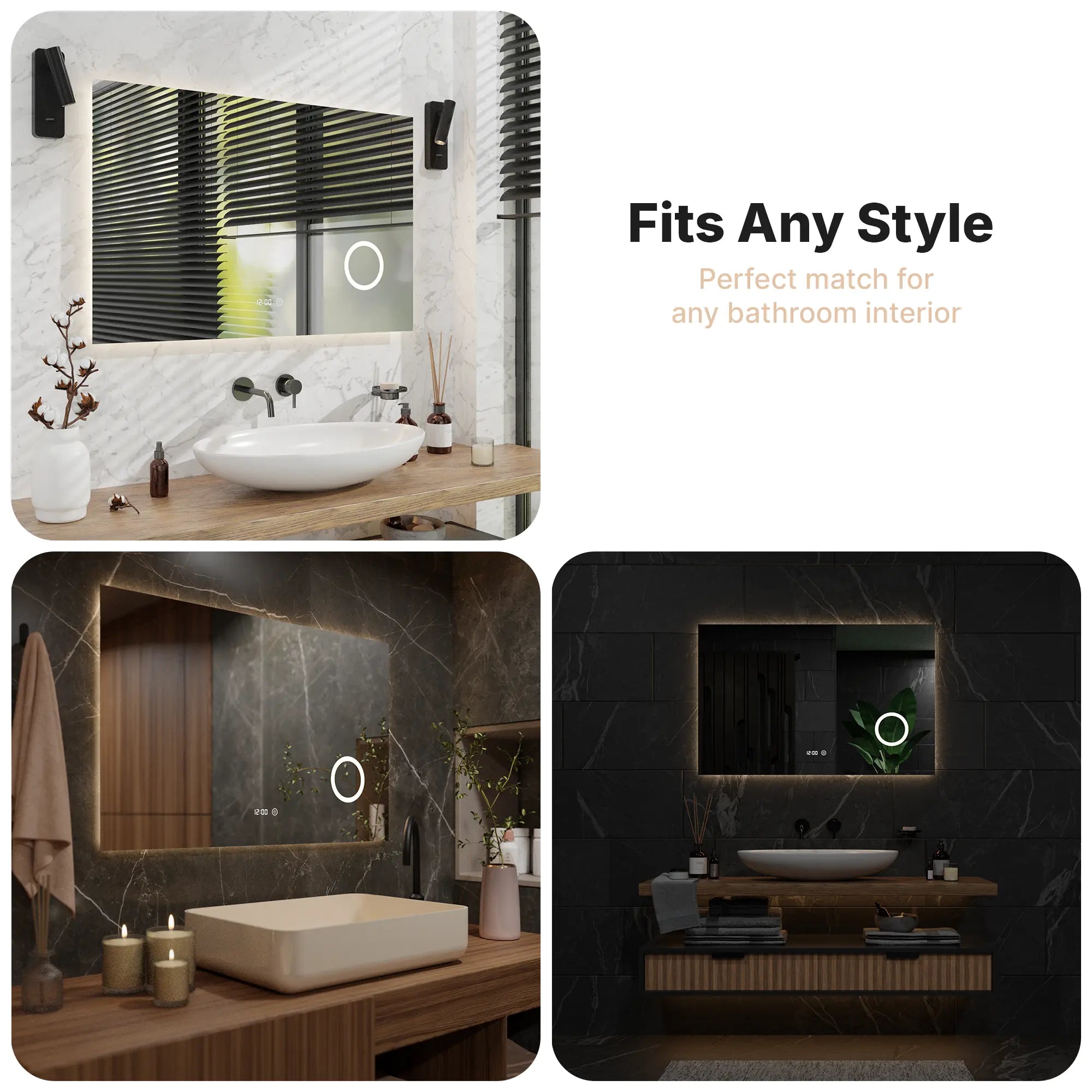 miroir de salle de bain - 110x70cm - rectangulaire - sans cadre
