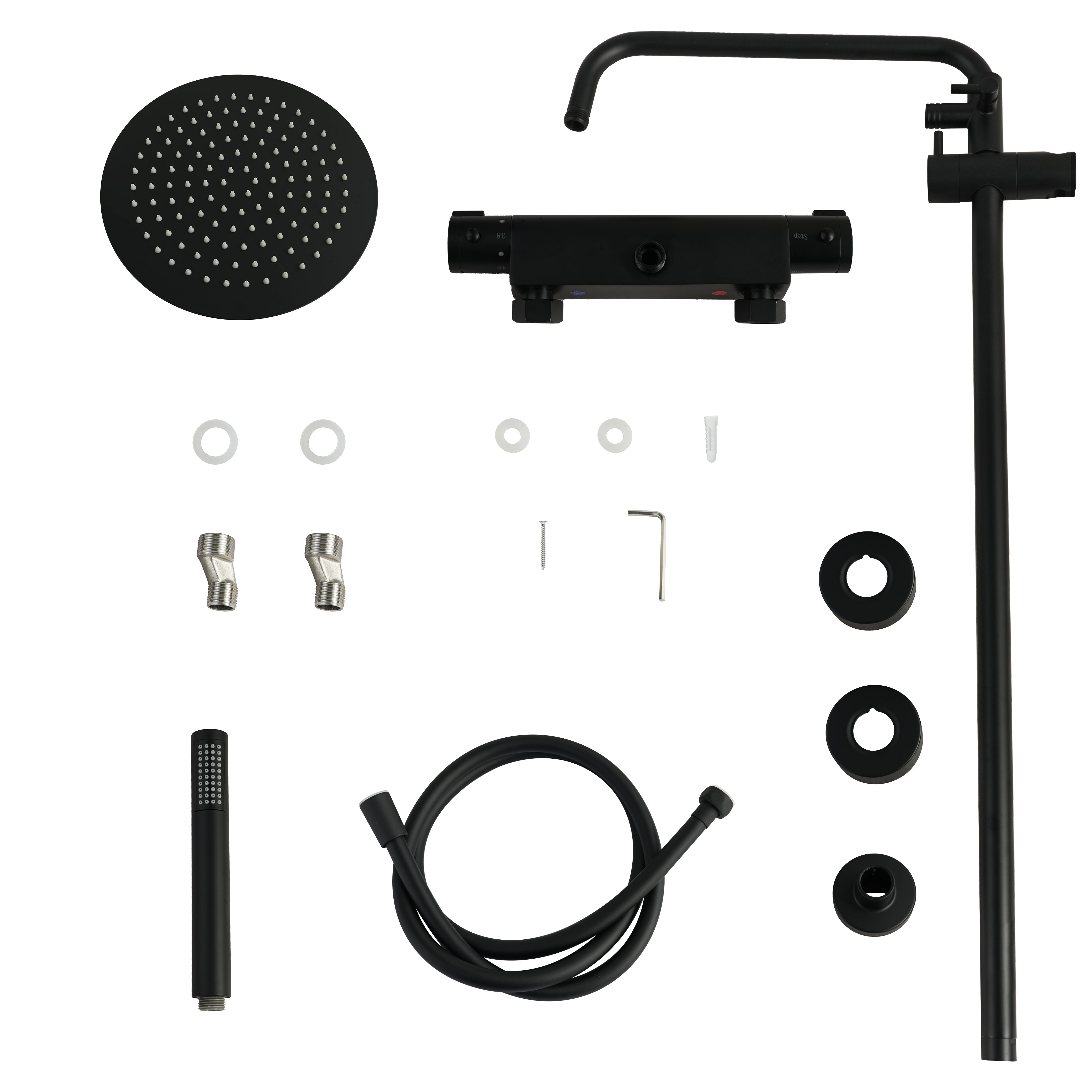 Douche de pluie Valo - Noir mat avec mitigeur thermostatique - 25 cm - Précommander