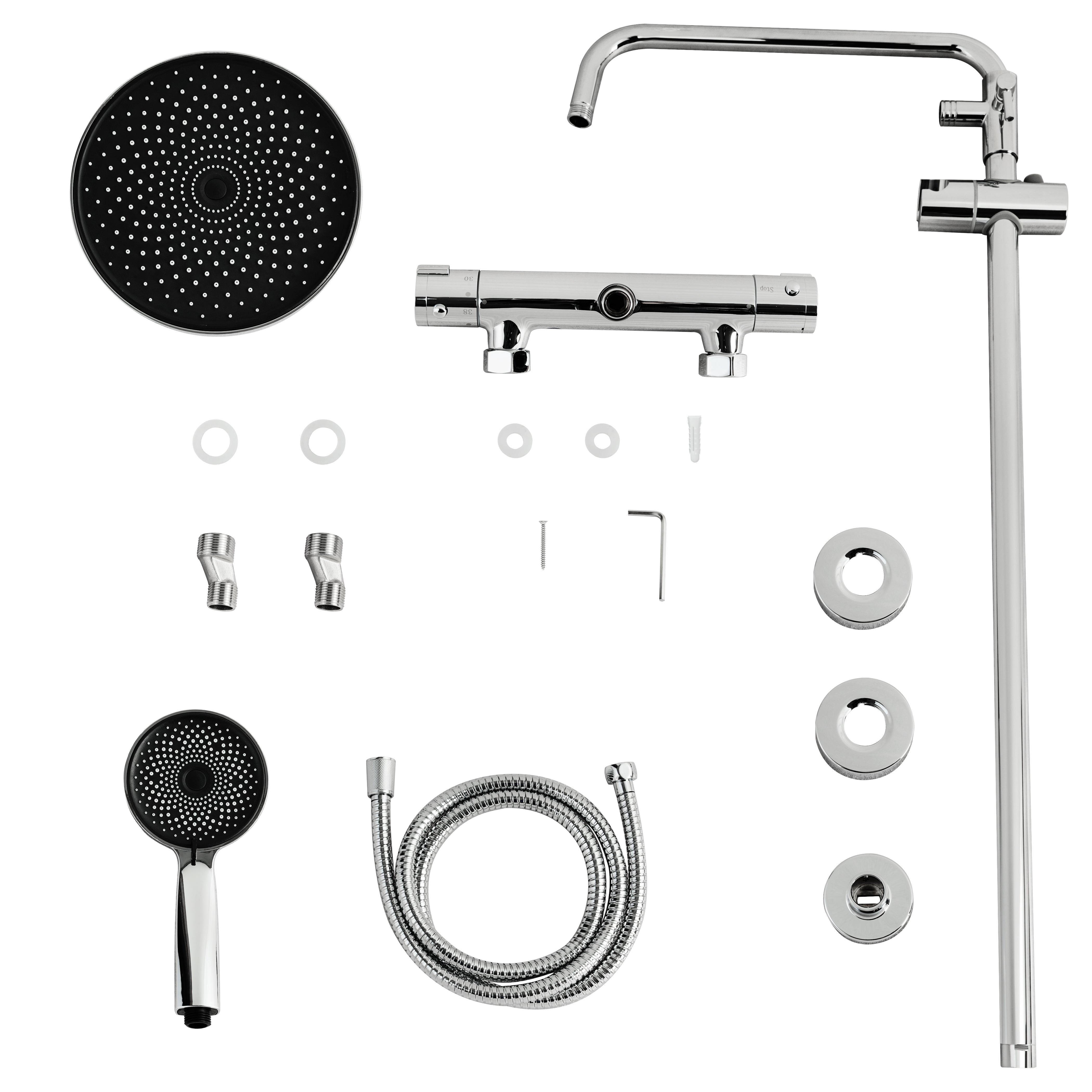 Douche de pluie Luno - Chromé avec robinet thermostatique - 22 cm - Précommander