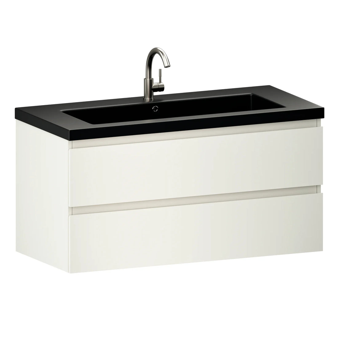 Meuble de salle de bain Sena - 100 cm - Blanc - Lavabo Noir