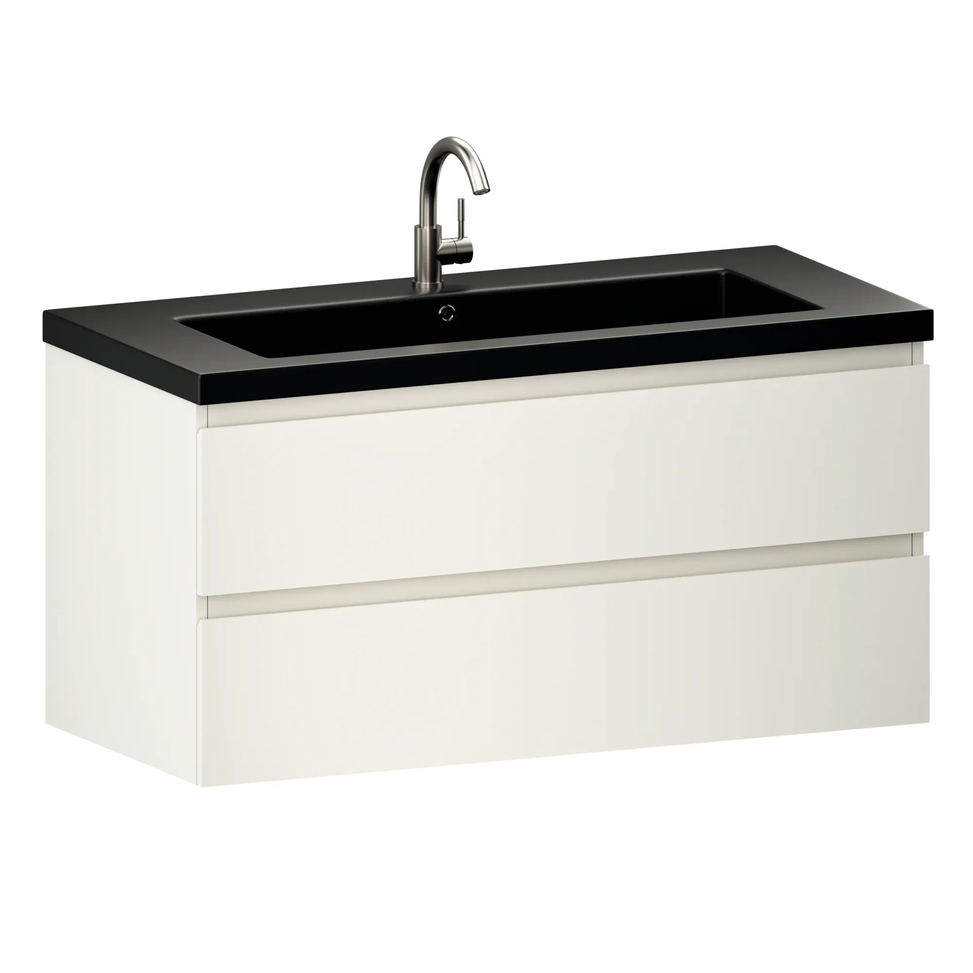 Meuble de salle de bain Sena - 100 cm - Blanc - Vasque noire