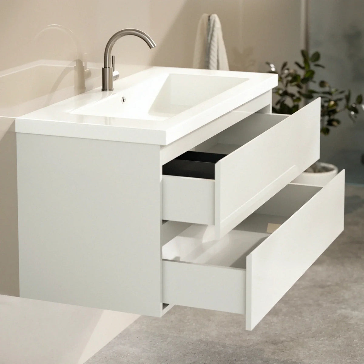 Meuble de salle de bain Sena - 100 cm - Blanc - Lavabo Blanc