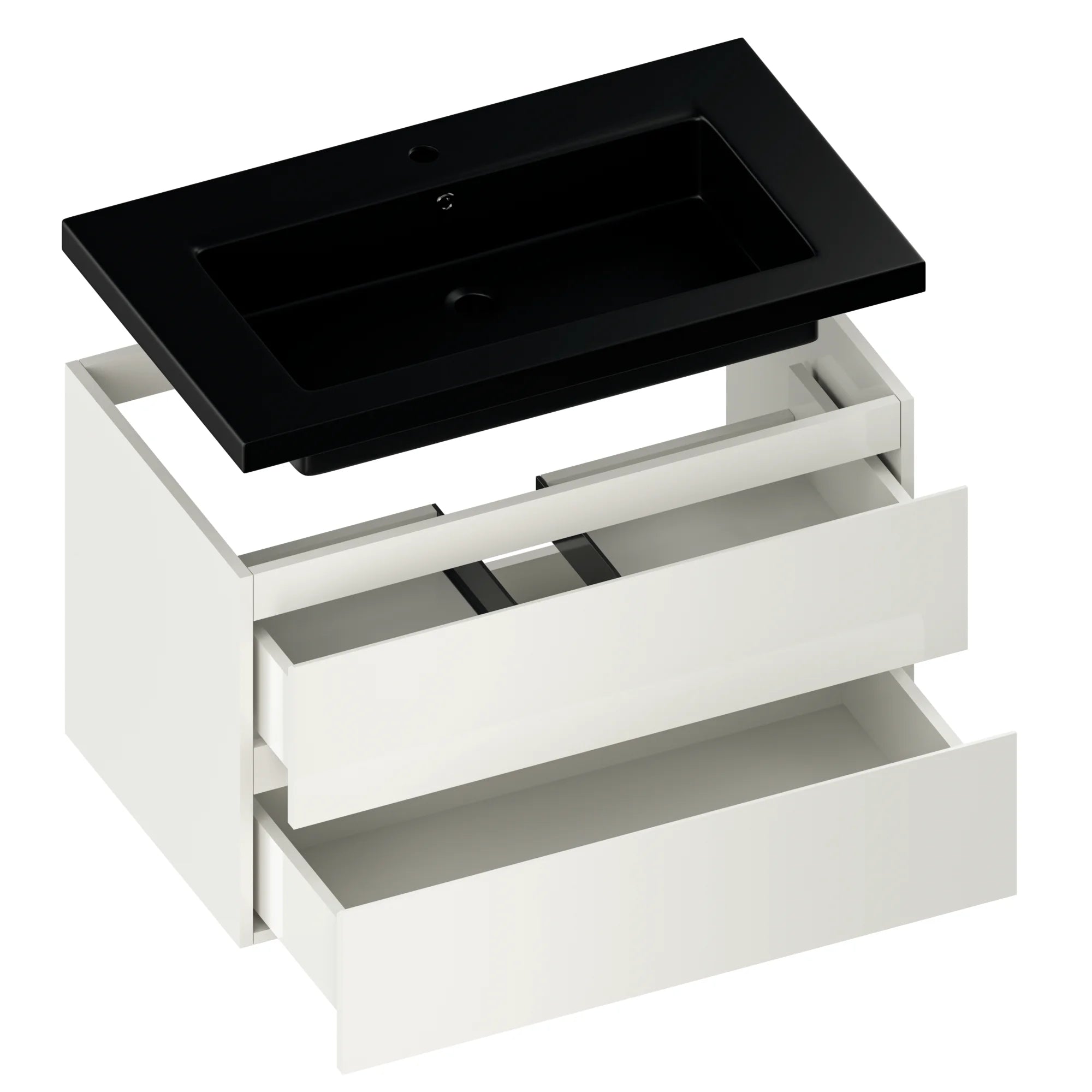 Meuble de salle de bain Sova - 80 cm - Blanc - Vasque noire - Précommander