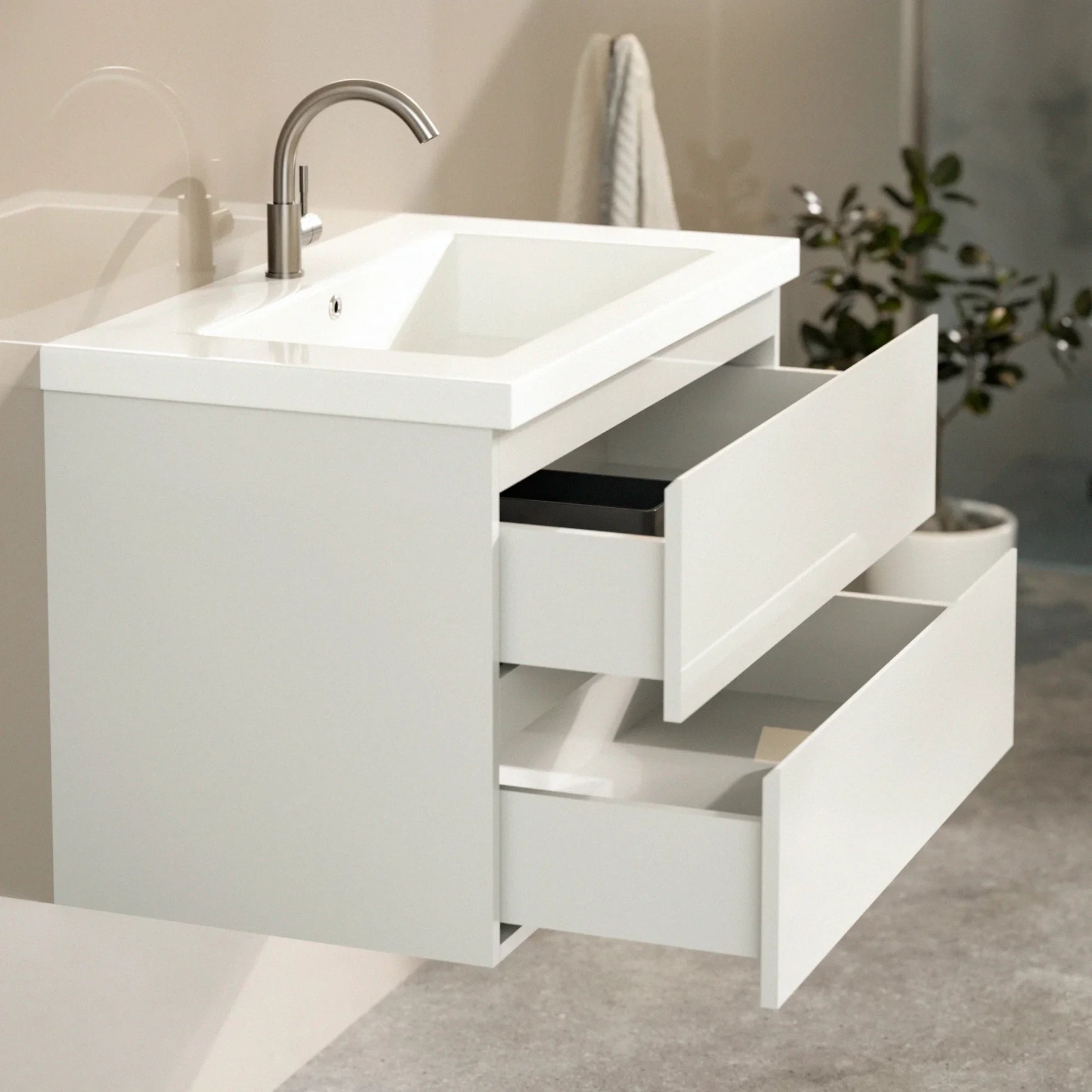 Meuble de salle de bain Sova - 80 cm - Blanc - Vasque blanche