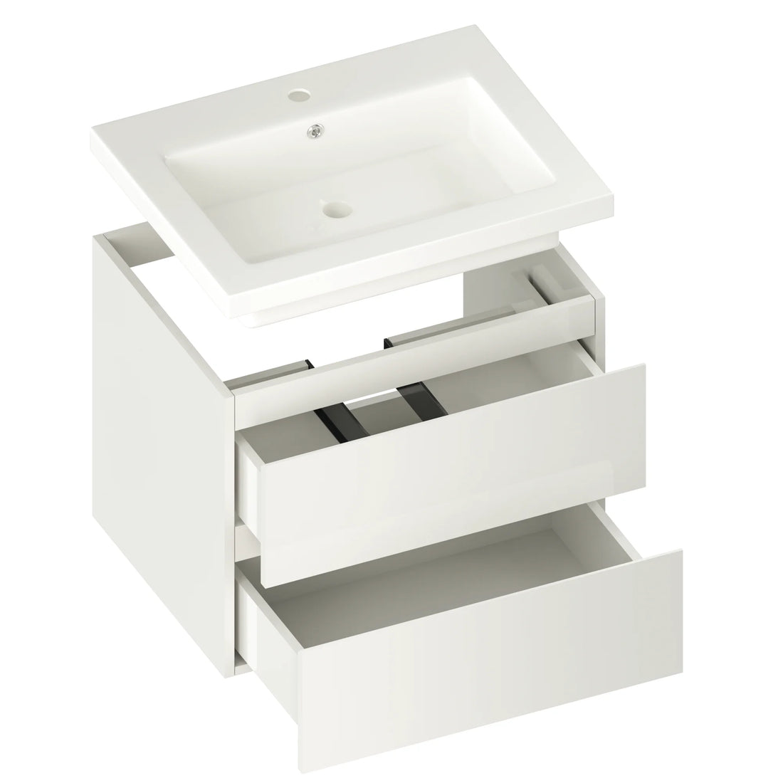 Meuble de salle de bain Karo - 60 cm - Blanc - Lavabo Blanc