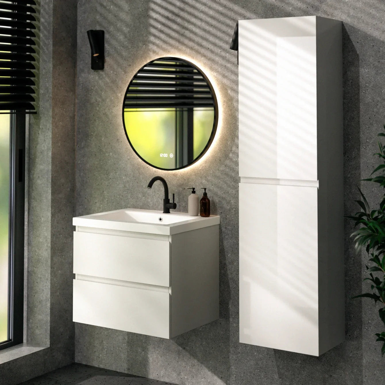 Ensemble meuble vasque London – 60 cm – Blanc – Lavabo Blanc