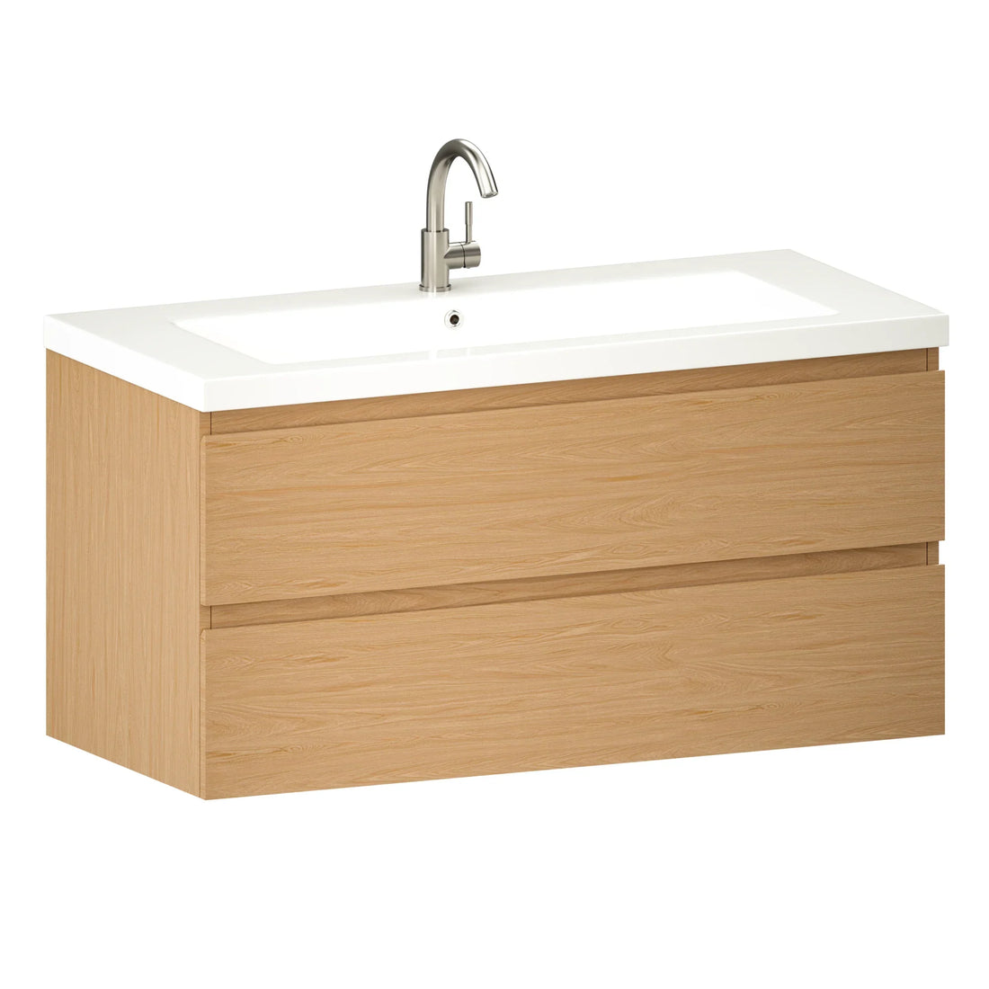 Meuble de salle de bain Sena - 100 cm - Chêne Clair - Lavabo Blanc