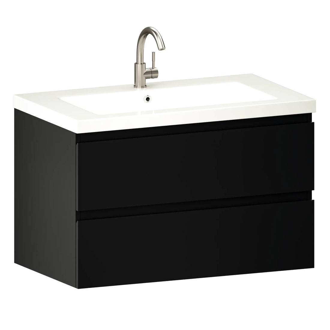 Meuble de salle de bain Sova - 80 cm - Noir Mat - Lavabo Blanc