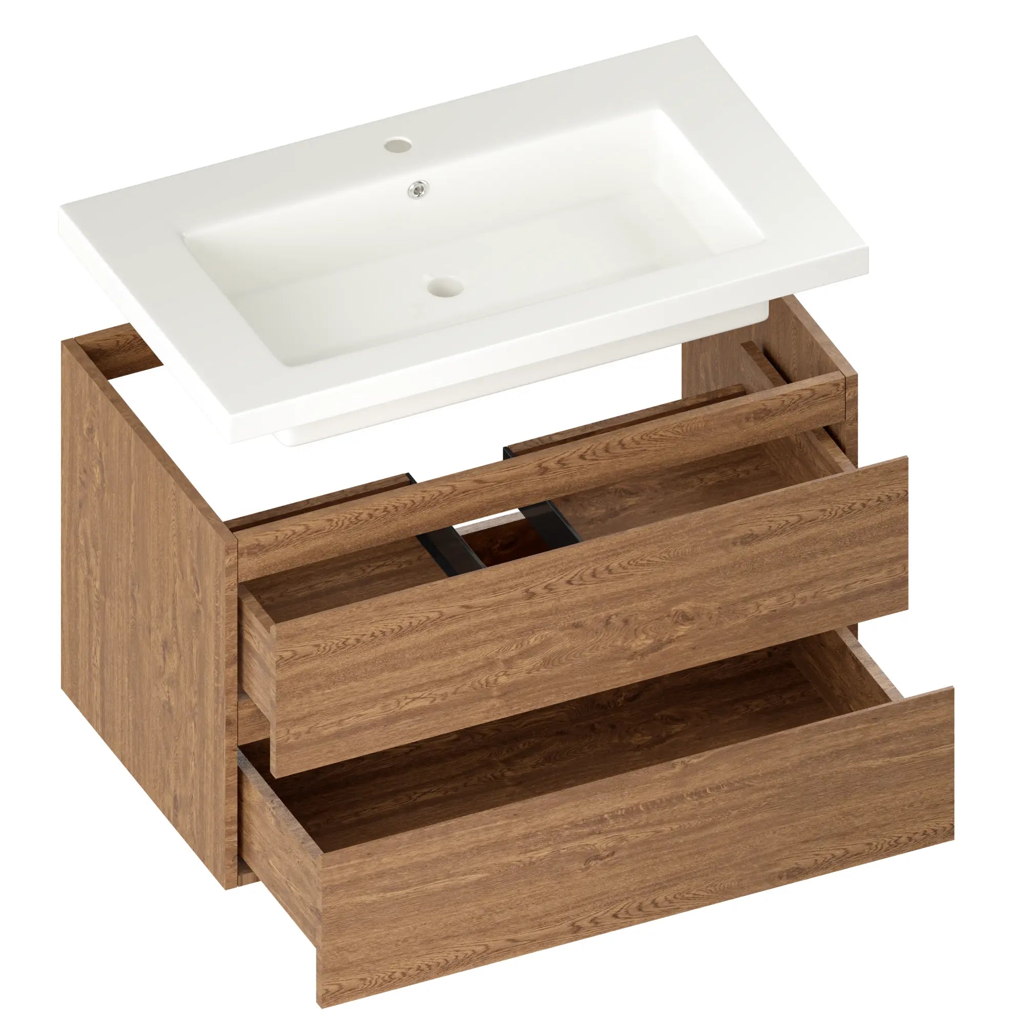 Meuble de salle de bain Sova - 80 cm - Chêne chaud - Vasque blanche