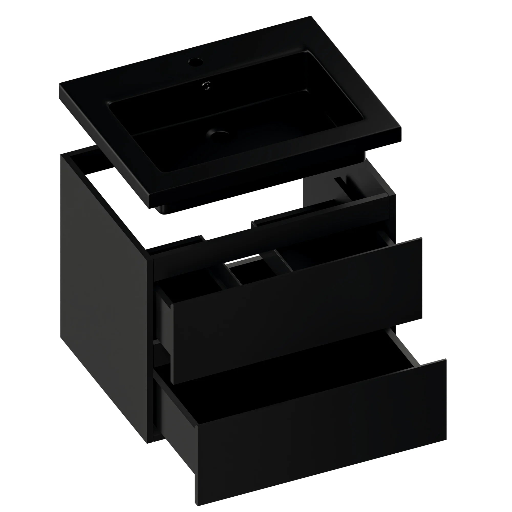 Meuble de salle de bain Karo - 60 cm - Noir mat - Vasque noire