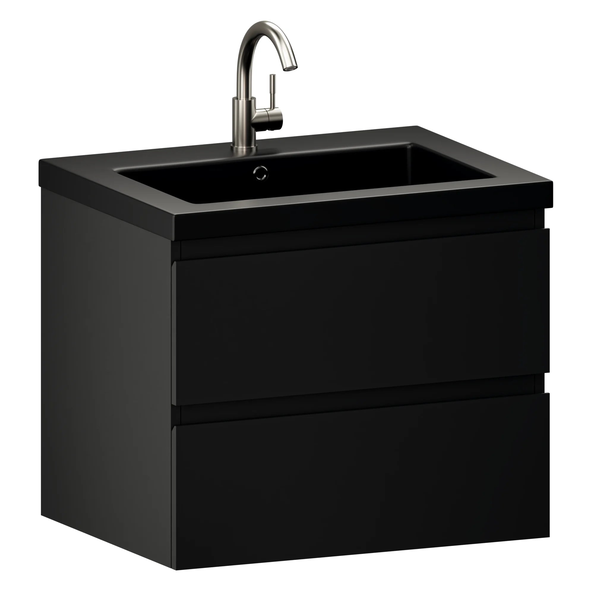 Meuble de salle de bain Karo - 60 cm - Noir mat - Vasque noire