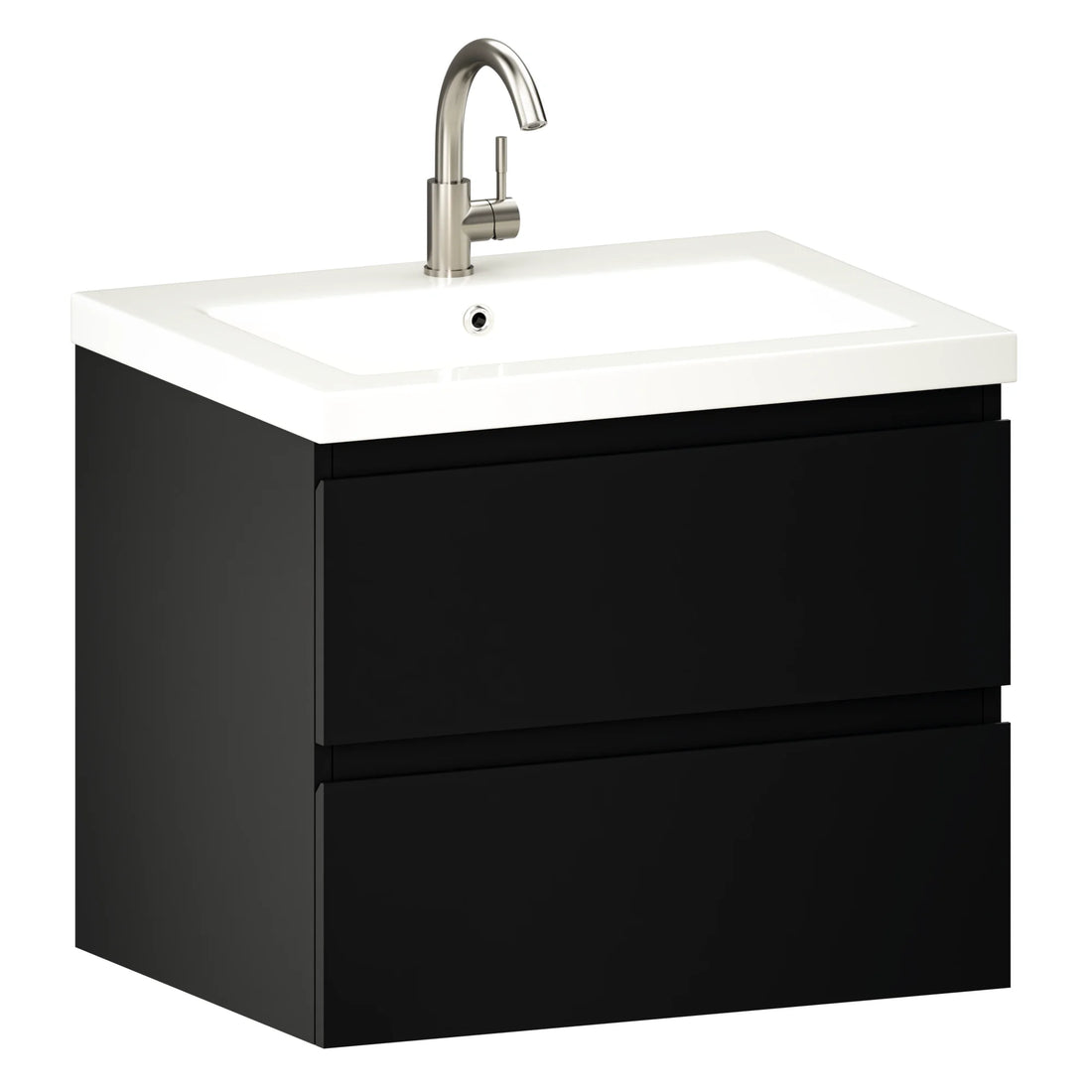 Meuble de salle de bain Karo - 60 cm - Noir Mat - Lavabo Blanc