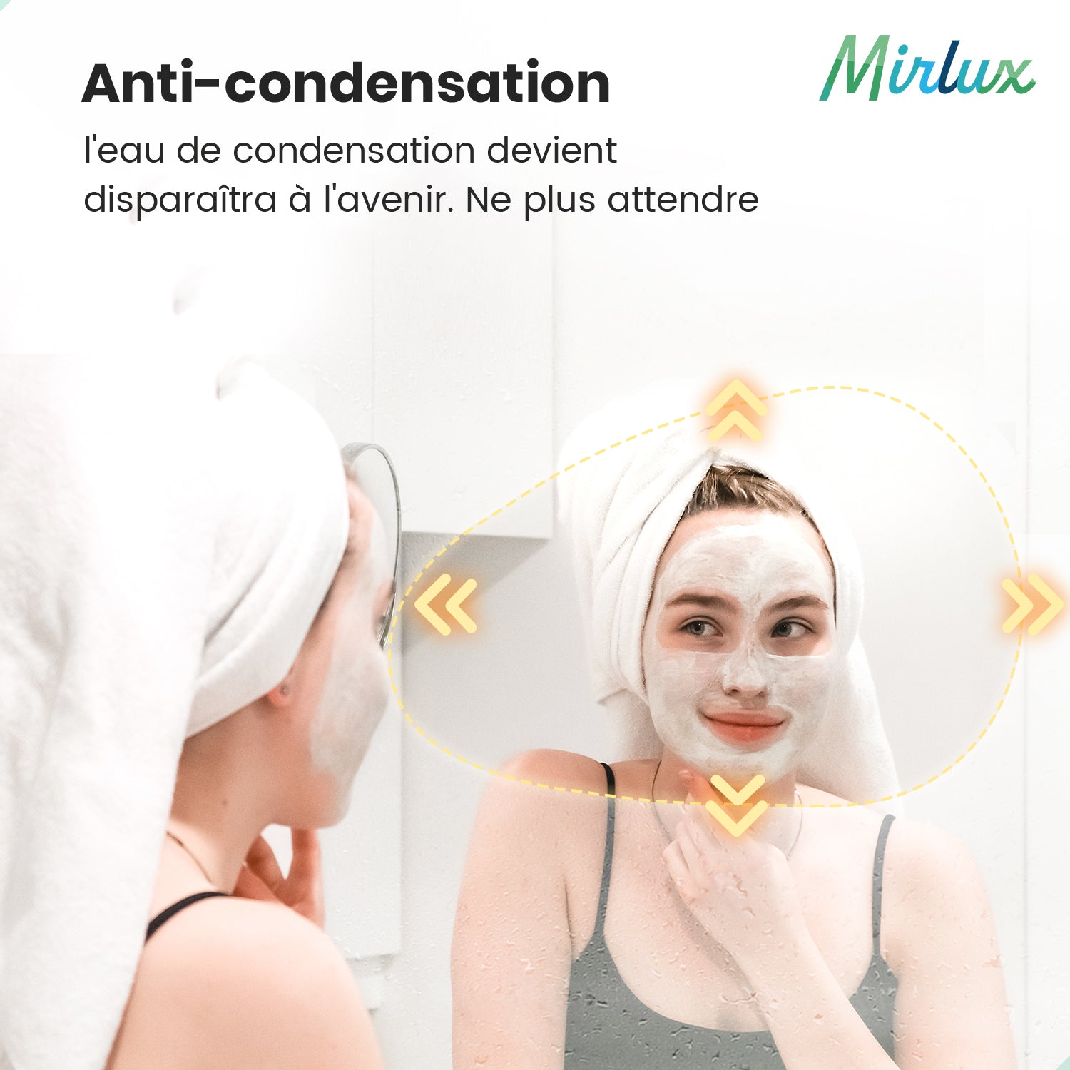 Miroir de salle de bain - 120x75cm Asymétrique - Sans cadre