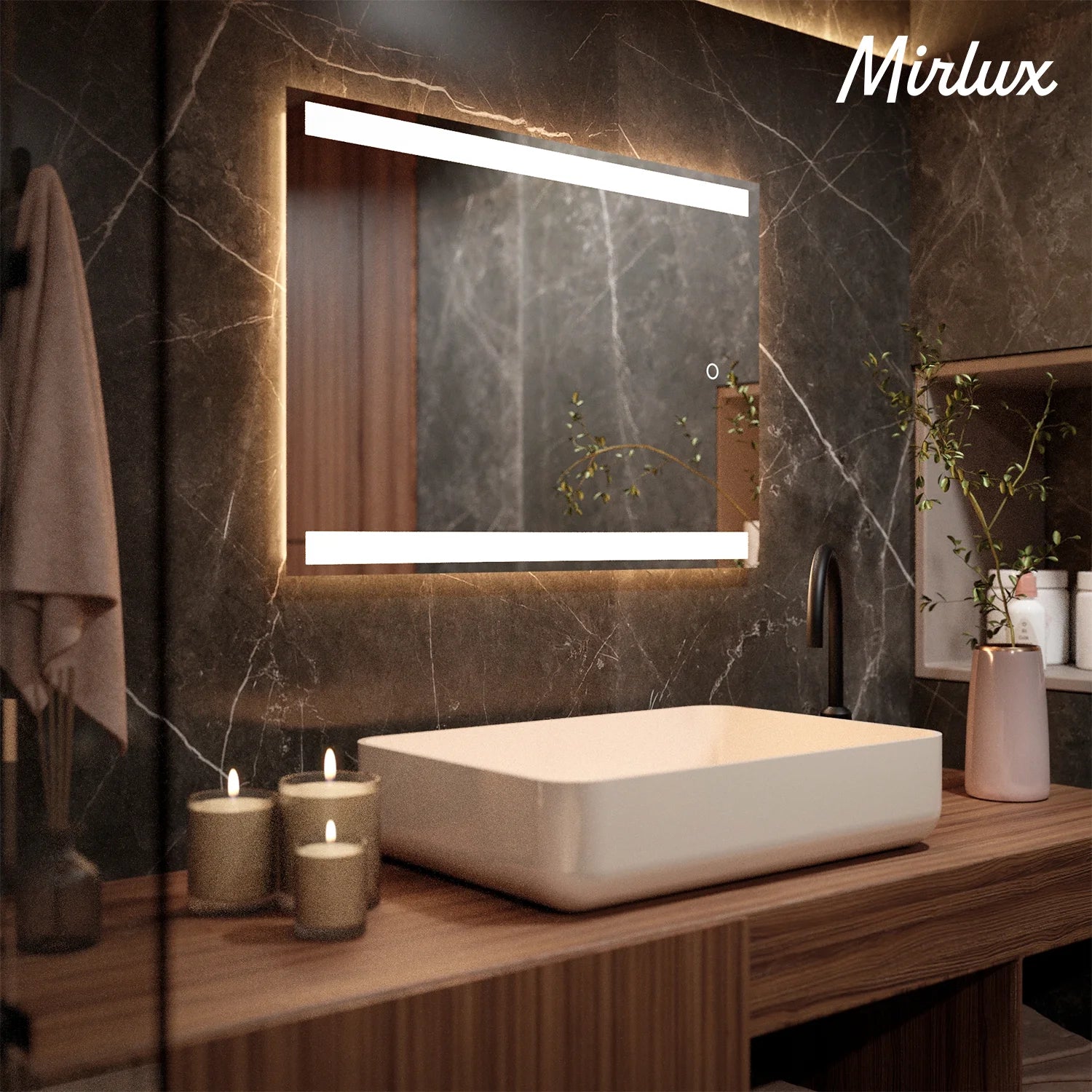 Miroir de salle de bain - 90x65cm Rectangulaire - Sans cadre - PRE-ORDER