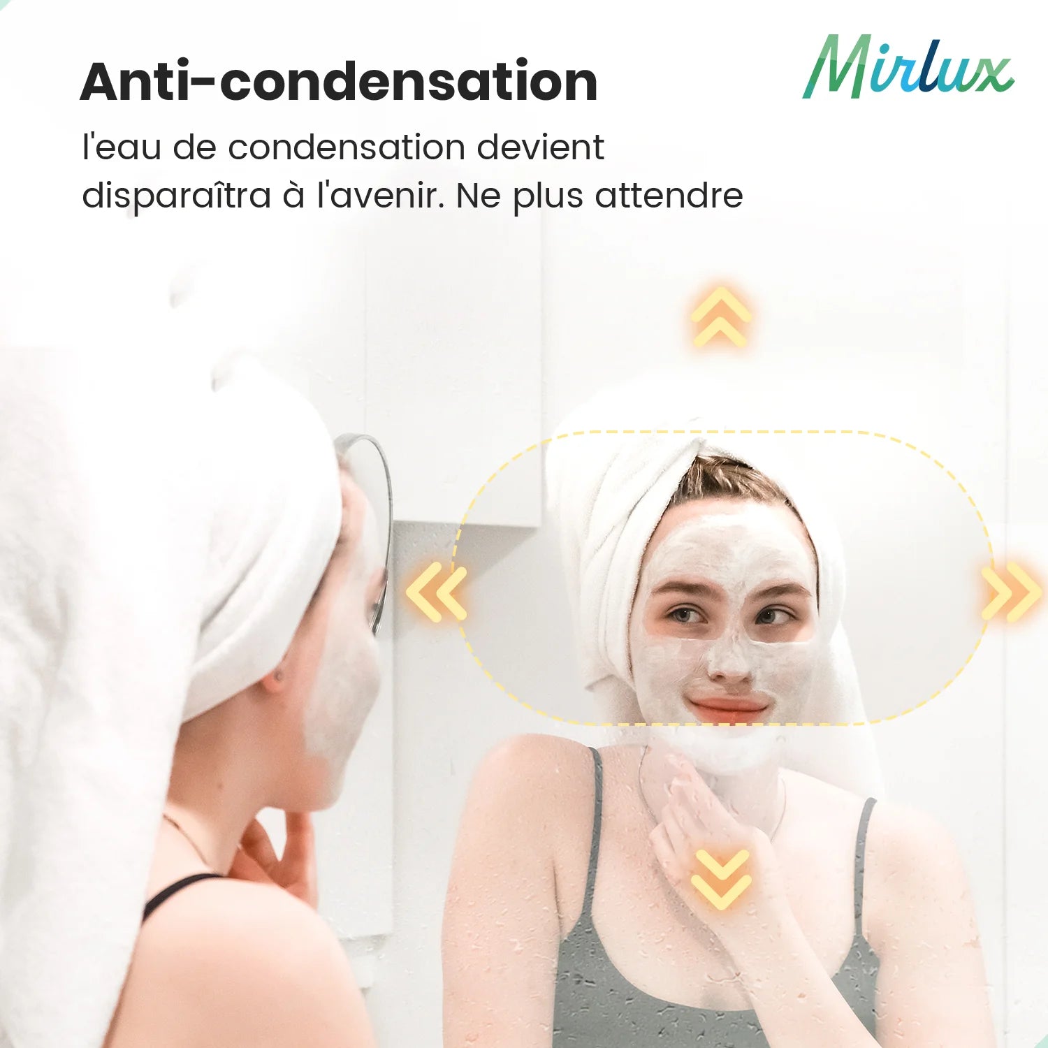 Miroir de salle de bains - 100x50cm Ovale - Cadre noir