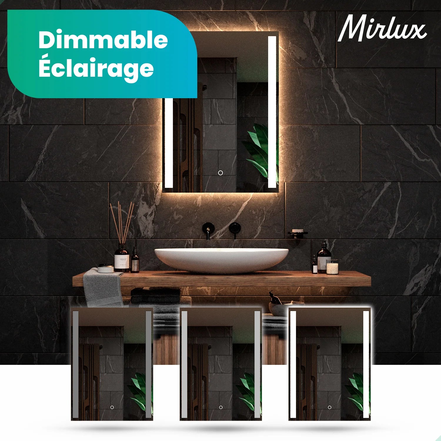 Miroir de salle de bain - 90x65cm Rectangulaire - Sans cadre - PRE-ORDER