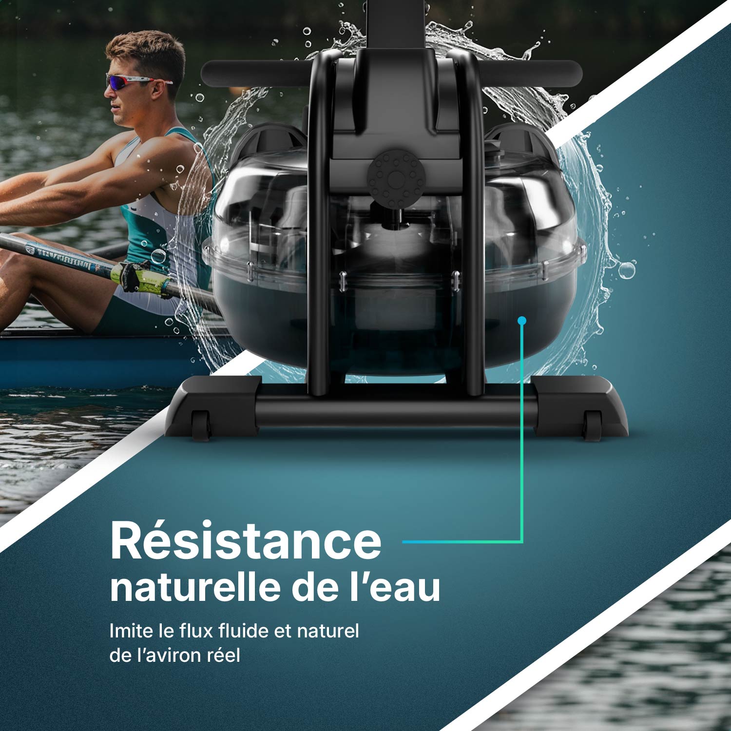 Rameur - Elvora Wave - Résistance dynamique à l'eau