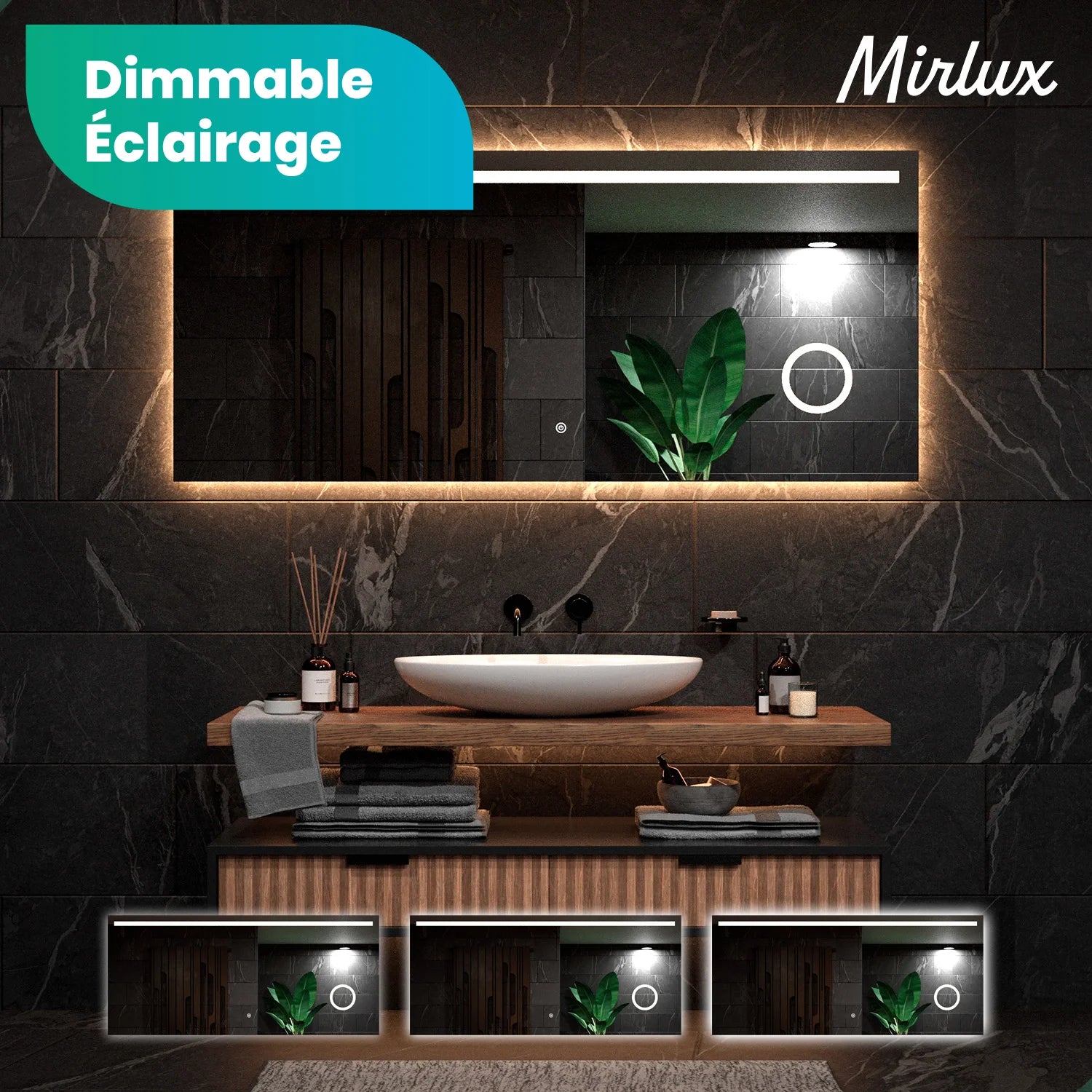 Miroir de salle de bain - 180 x 80 cm - Sans cadre