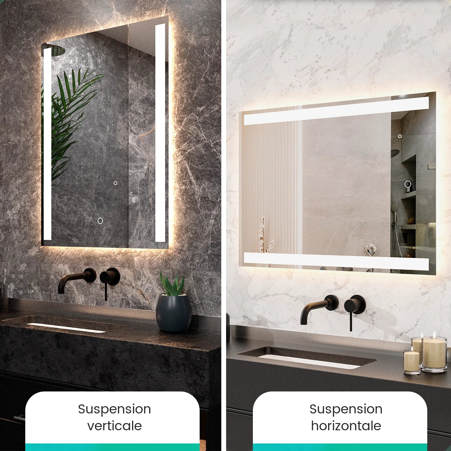 Miroir de salle de bain - 90x65cm Rectangulaire - Sans cadre - PRE-ORDER