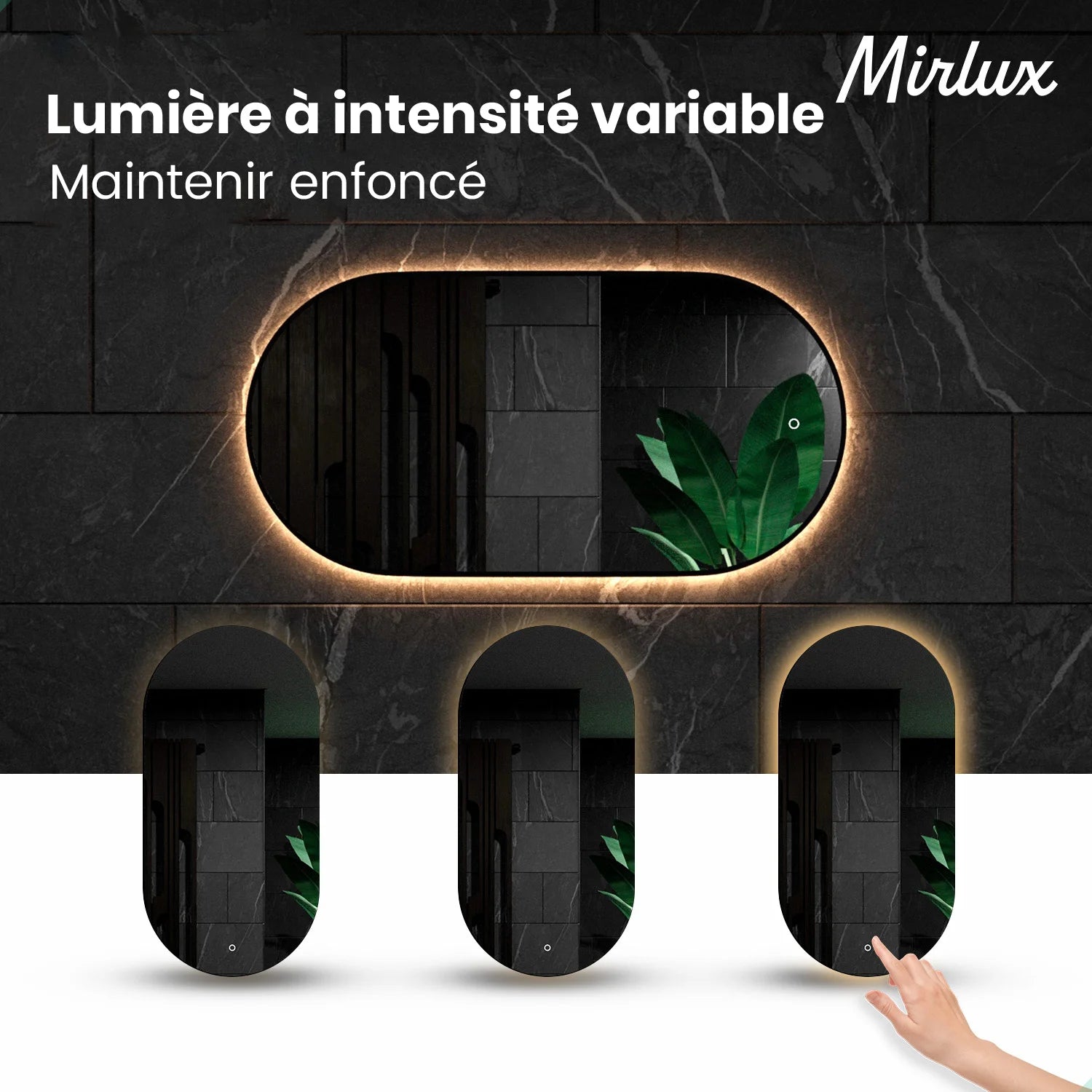 Miroir de salle de bains - 120x60cm Ovale - Cadre noir