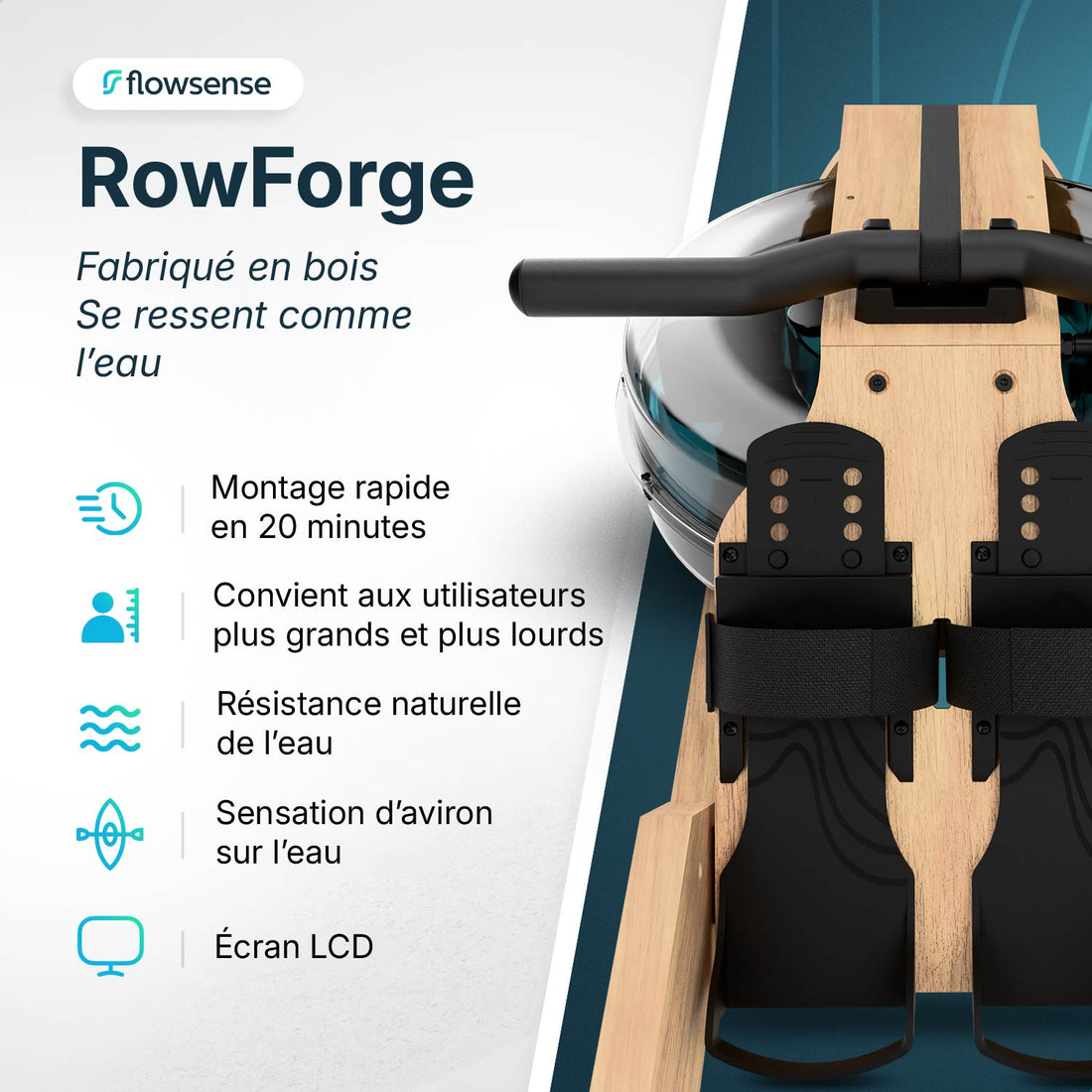 Rameur - RowForge - Bois avec résistance à l'eau