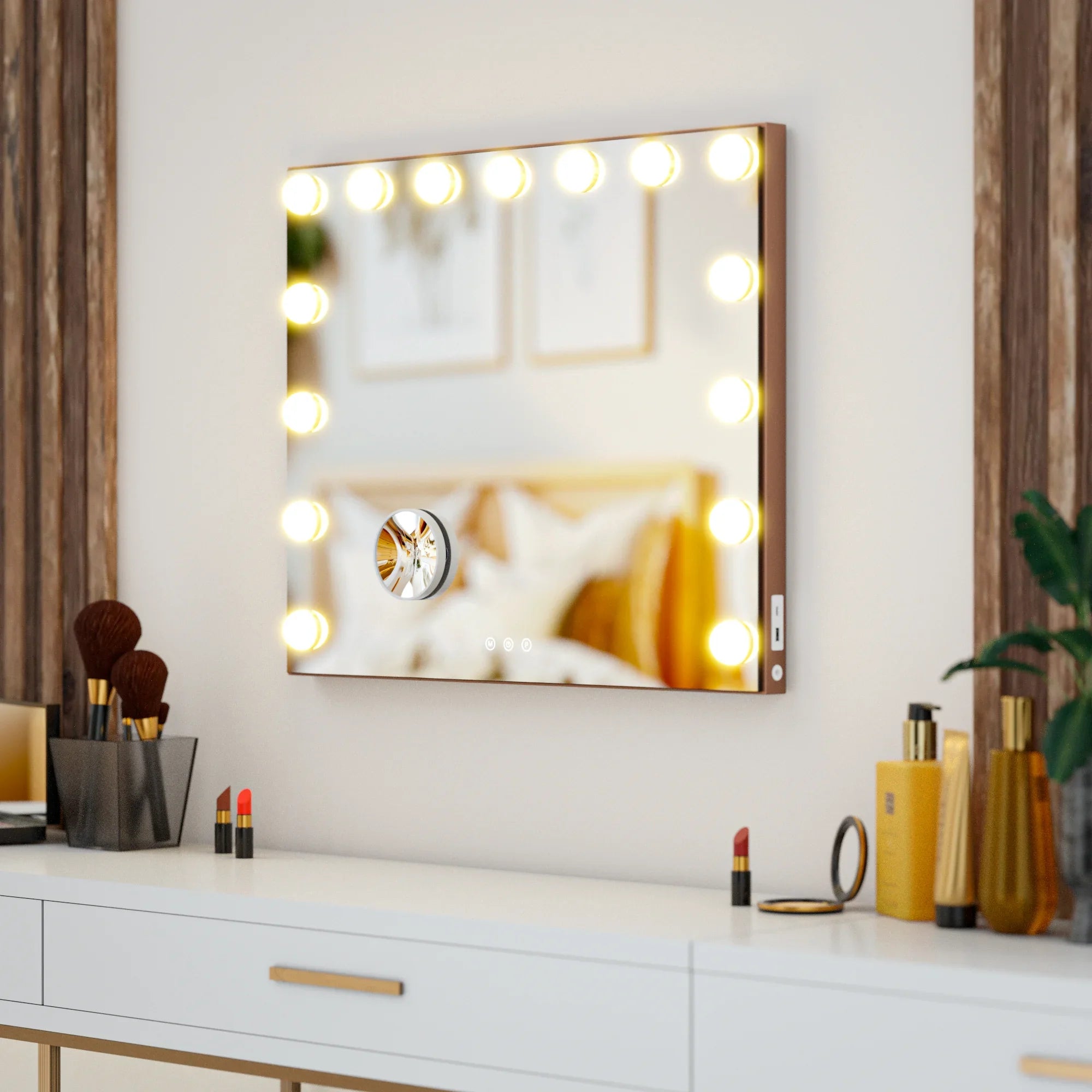 Miroir Hollywood - 58x48cm - Or Rose - Précommander