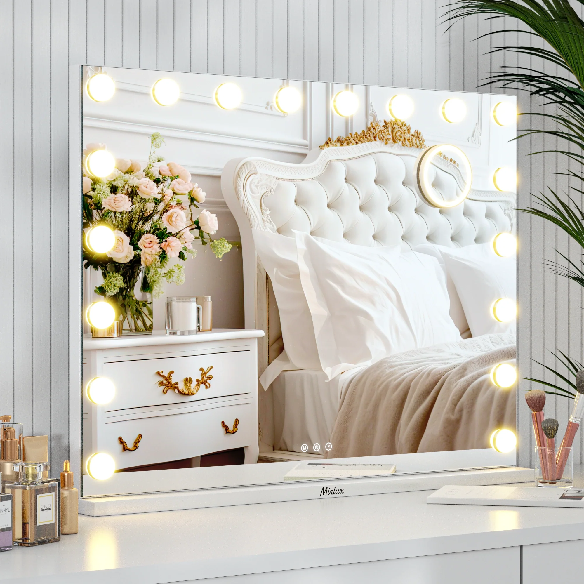 Miroir Hollywood - 80x60cm - Blanc