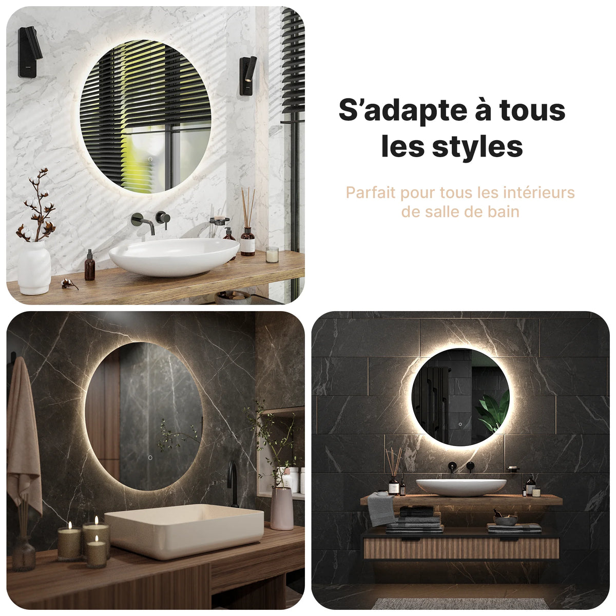 Miroir de salle de bain - 80cm - Sans cadre