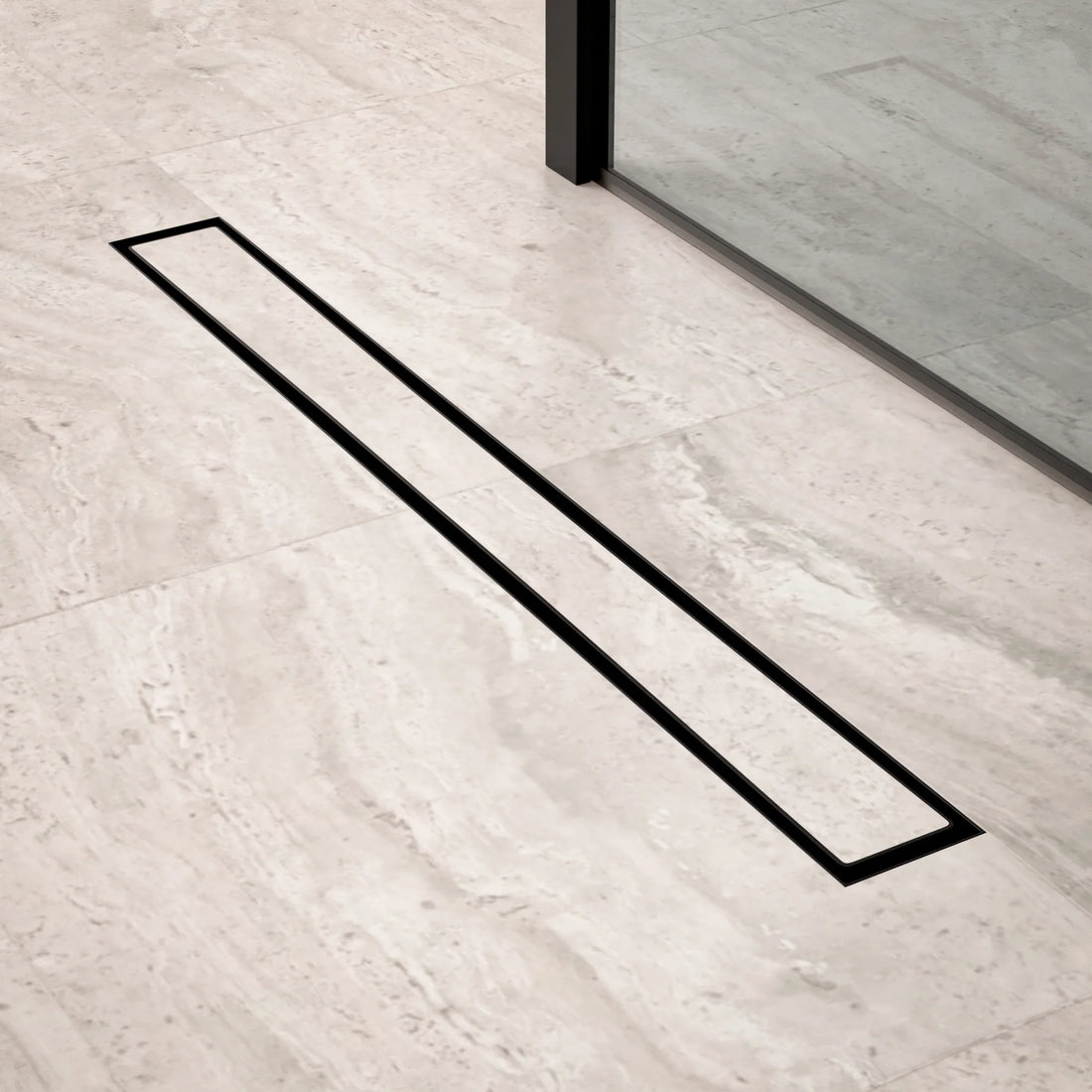 Caniveau de douche – 70 cm – Noir mat – Grille a carreaux – Acier inoxydable – avec bride – Precommander - Précommander