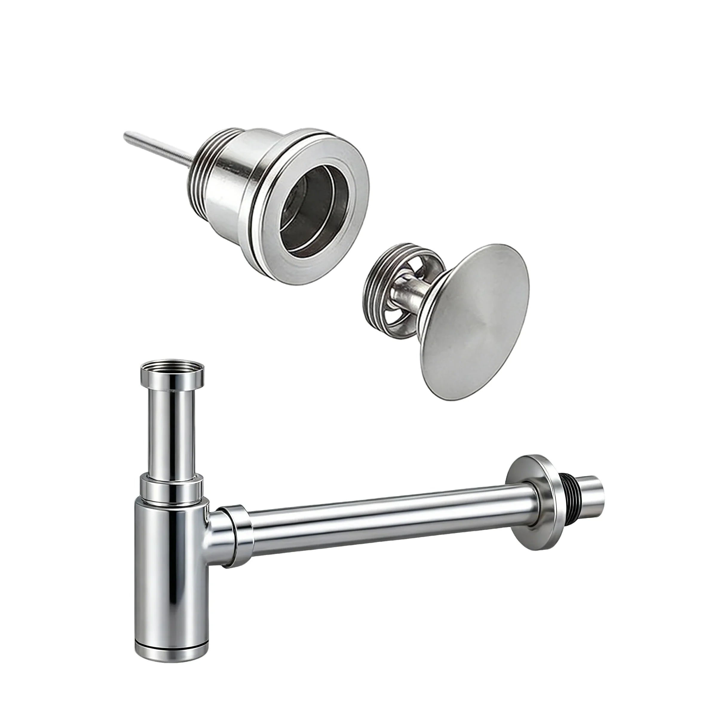 Kit d’évacuation Chrome, bonde clic-clac, siphon, - Précommander
