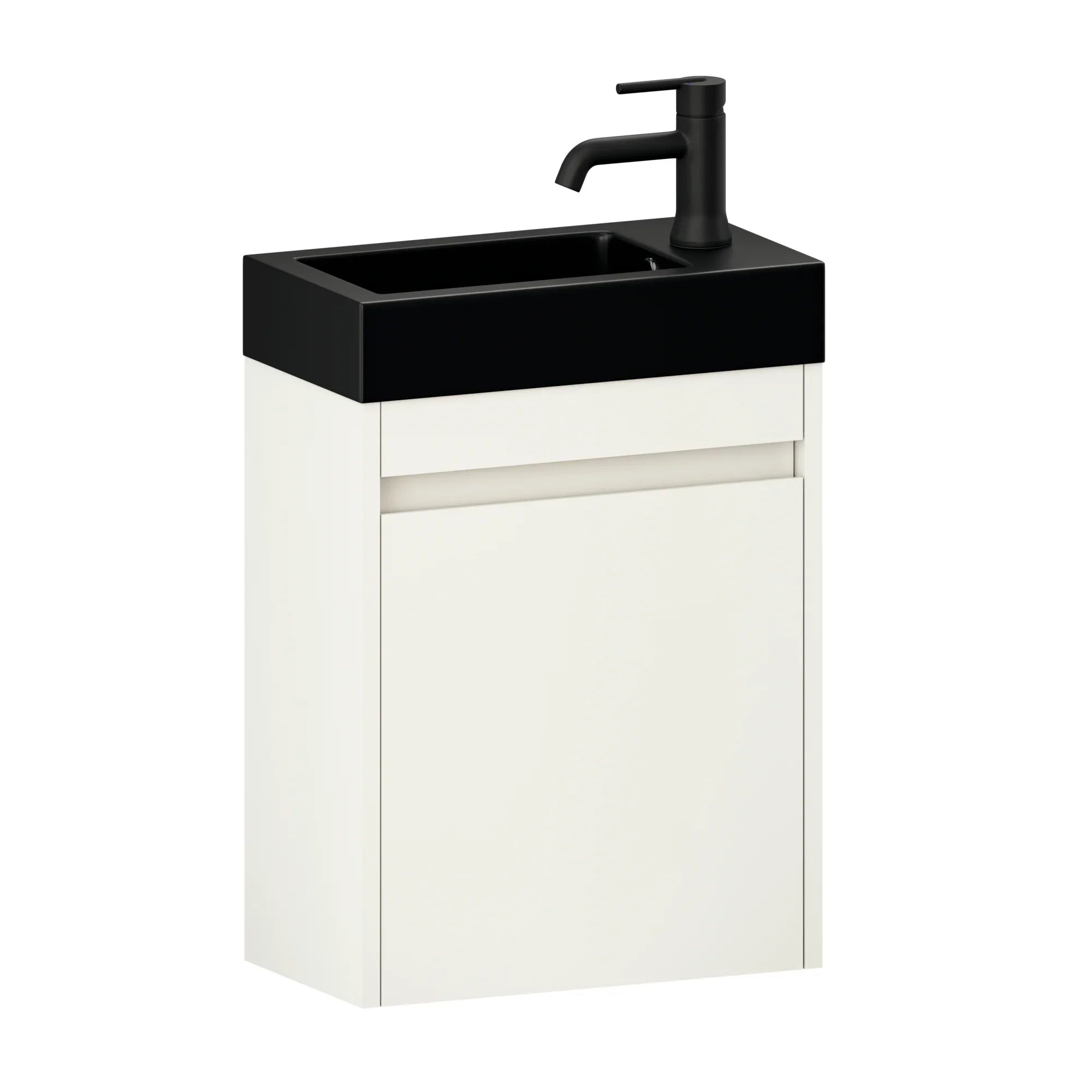 Meuble de toilette Elen – 40 cm – Blanc – Vasque noire - Précommander