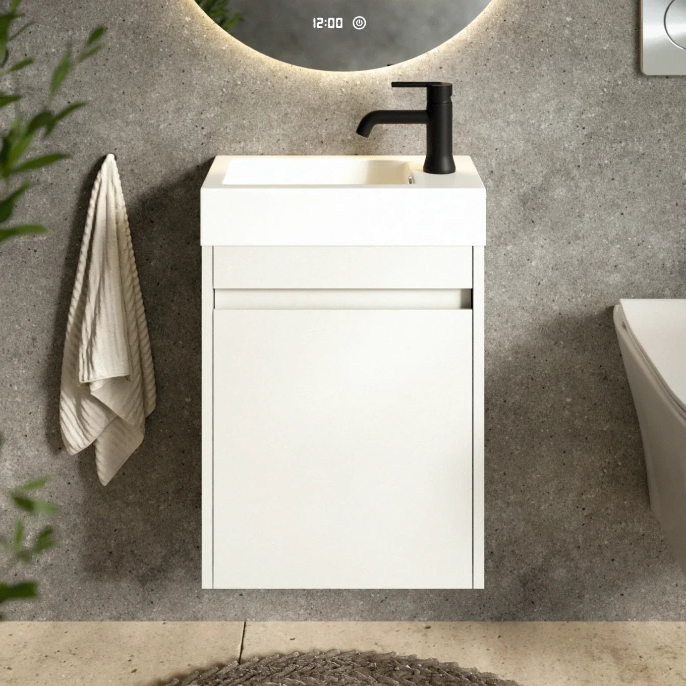 Meuble de toilette Vivo – 40 cm – Blanc – Vasque blanche - Précommander