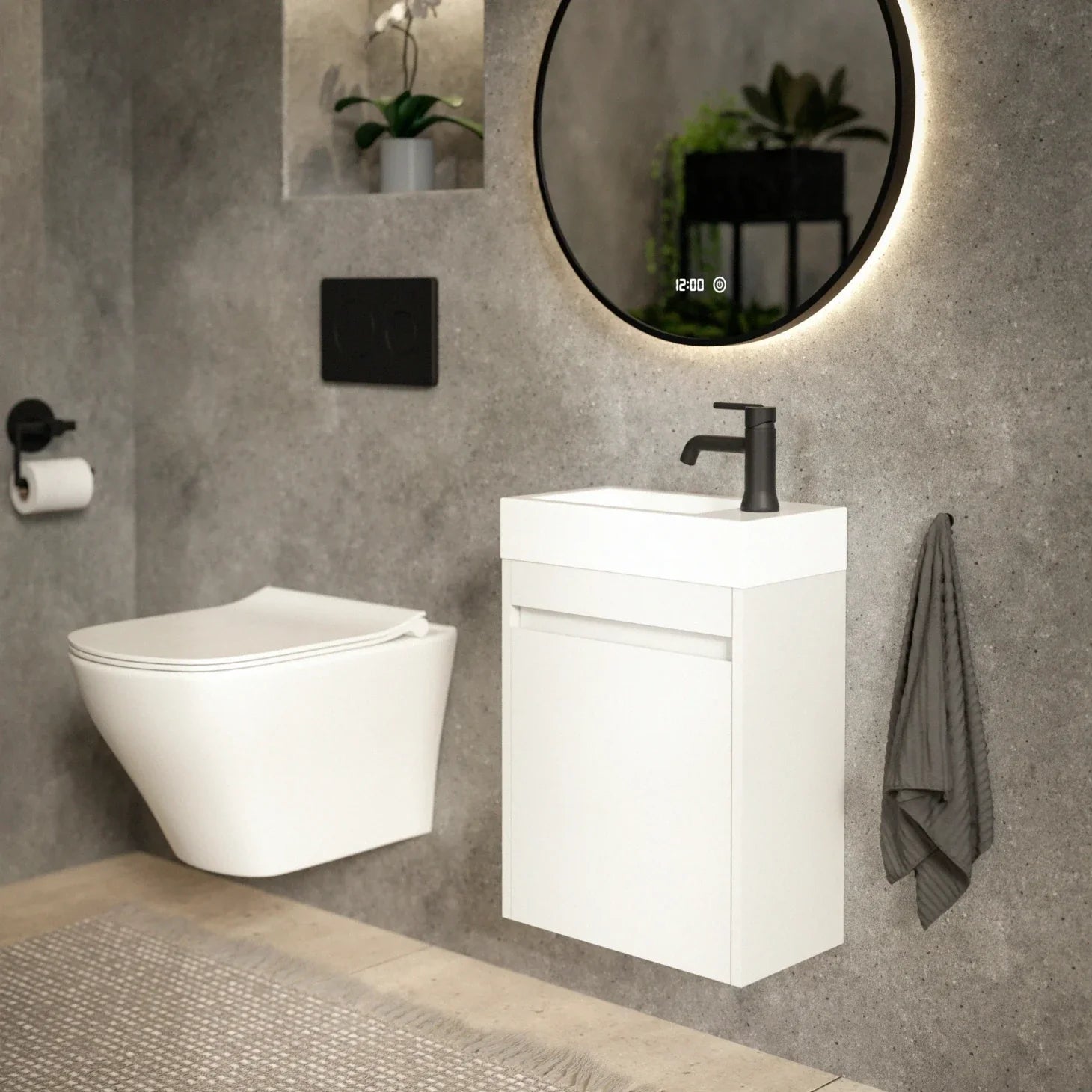 Meuble de toilette Vivo – 40 cm – Blanc – Vasque blanche - Précommander