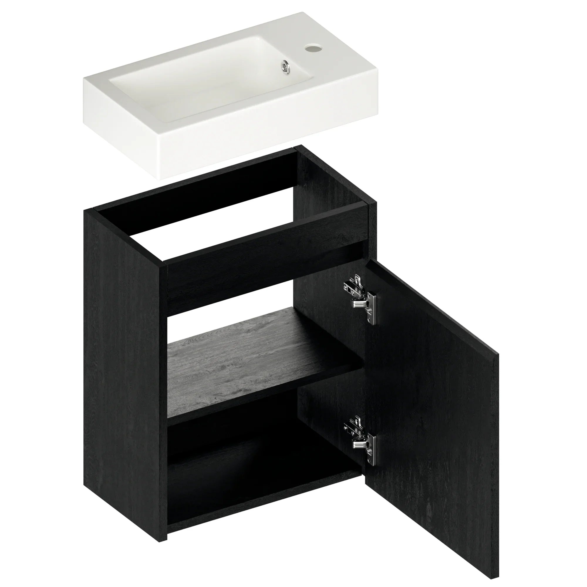 Meuble de toilette Elen – 40 cm – Chêne chaud – Vasque noire - Précommander