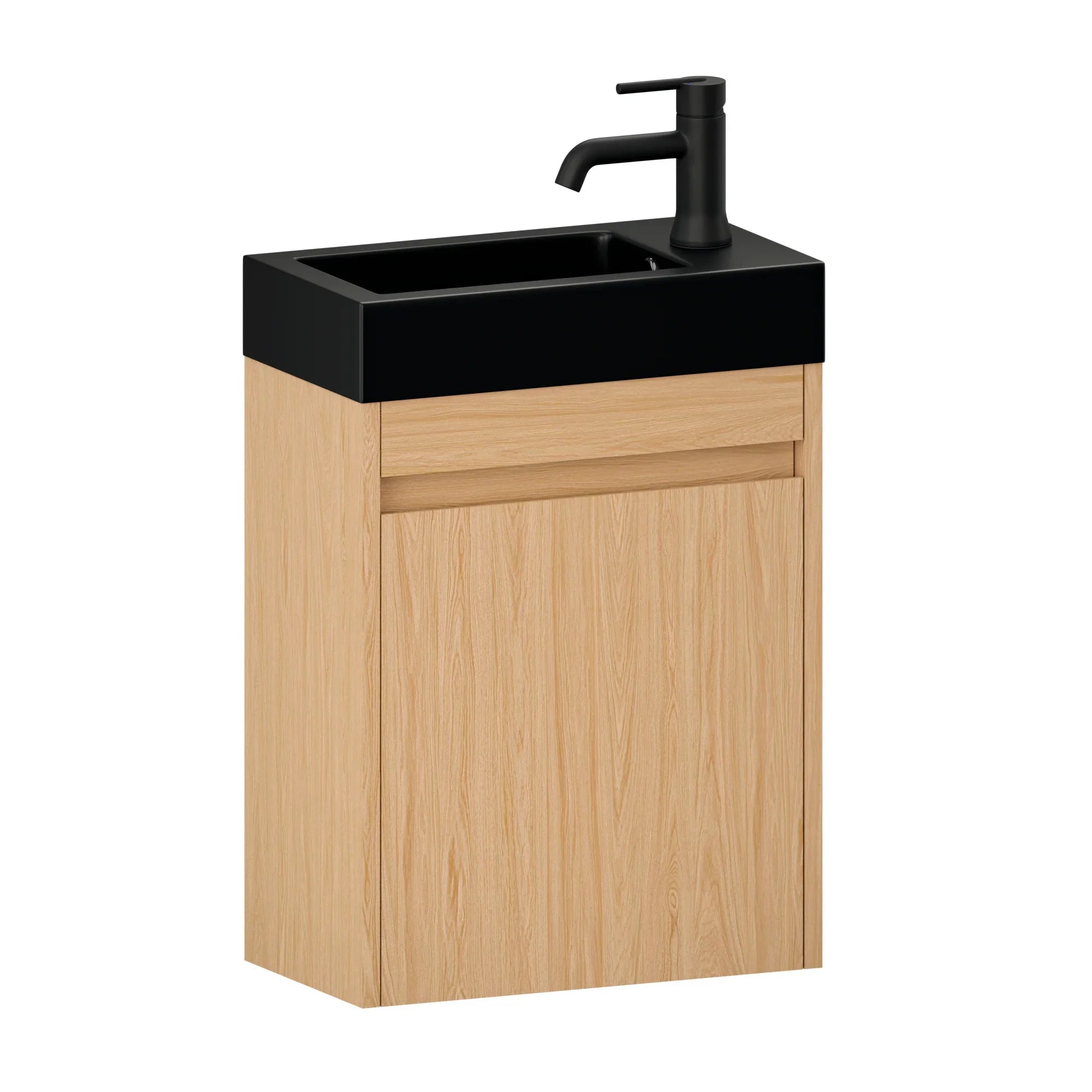 Meuble de toilette Elen – 40 cm – Chêne clair – Vasque noire - Précommander