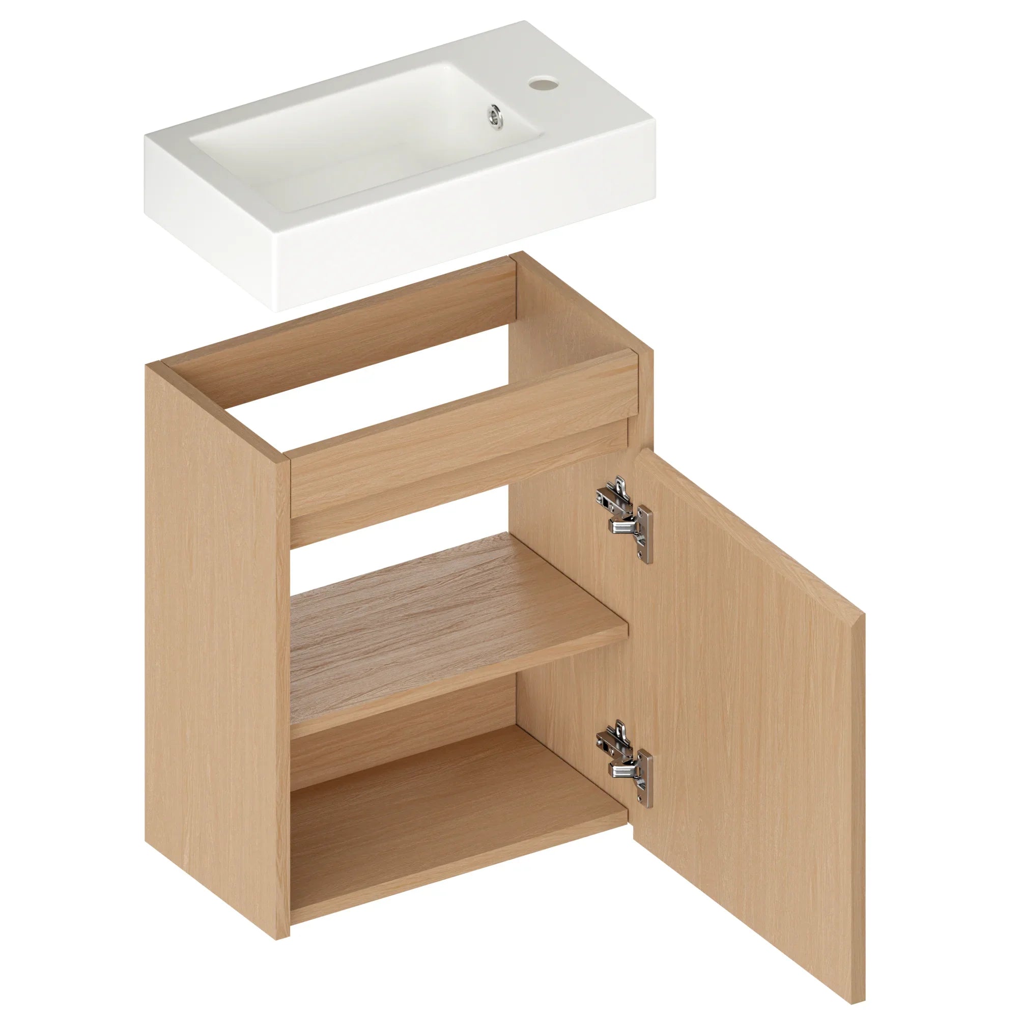 Meuble de toilette Vivo – 40 cm – Chêne clair – Vasque blanche - Précommander