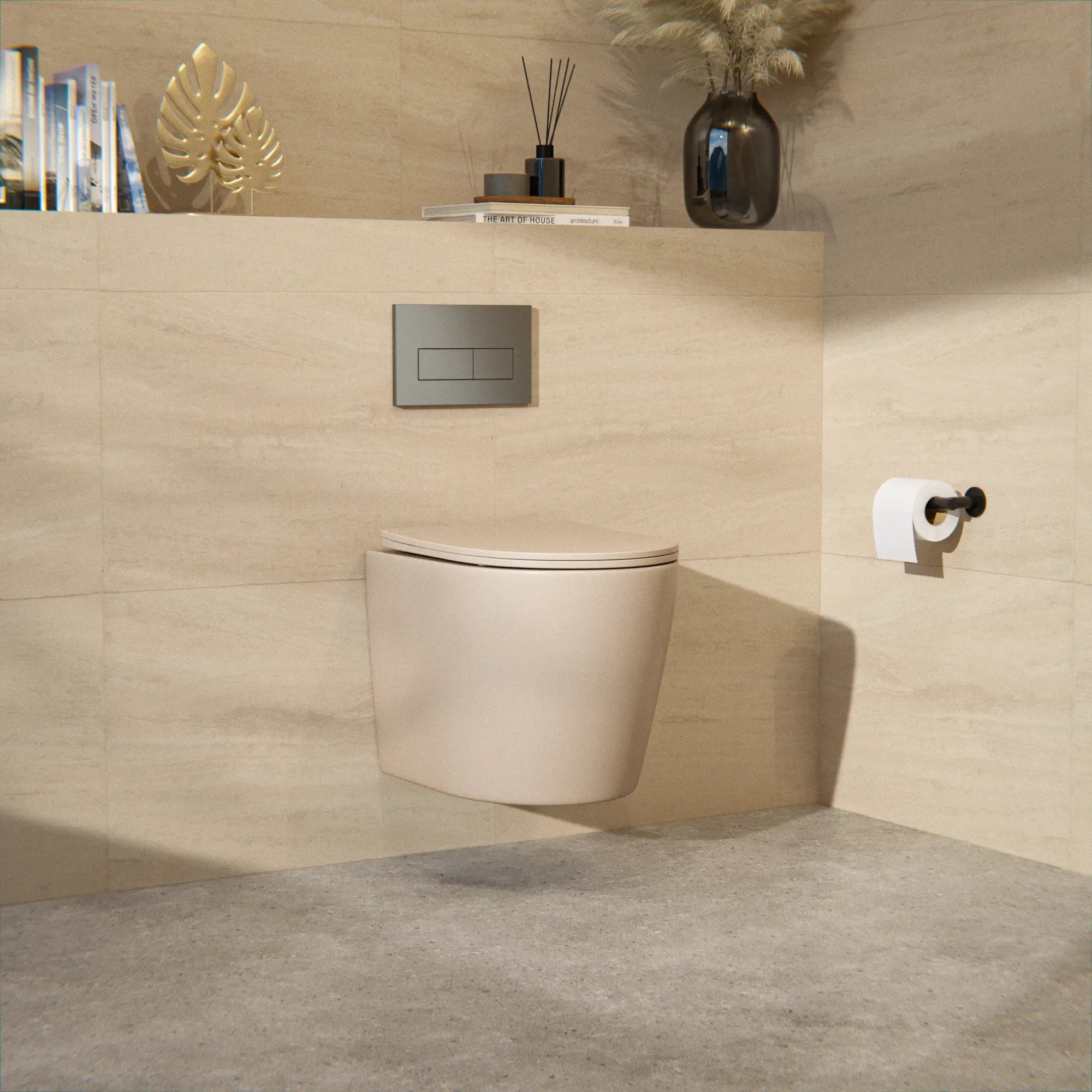 WC suspendu Varo - sans cadre - siège Soft-Close - taupe