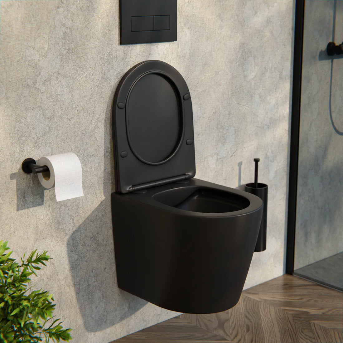 WC Suspendu Varo - Sans Bride - Abattant Soft-Close - Noir Mat