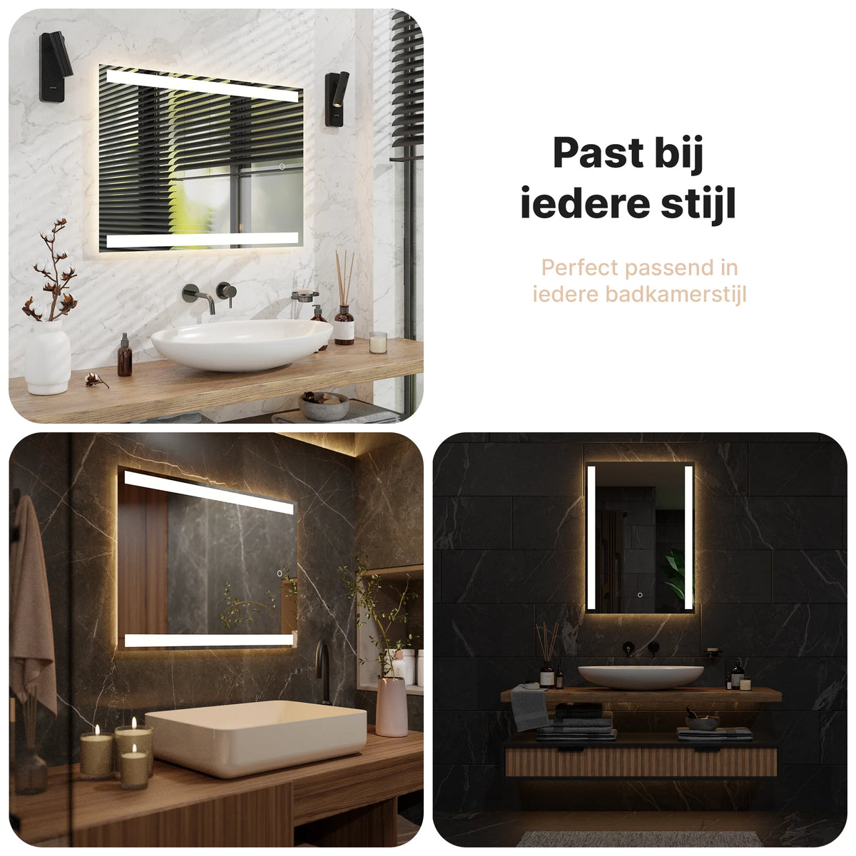 Miroir de salle de bain - 90x65cm Rectangulaire - Sans cadre
