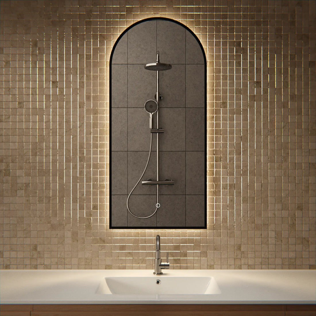 Miroir de salle de bain - 45x100 - Arche - Cadre noir