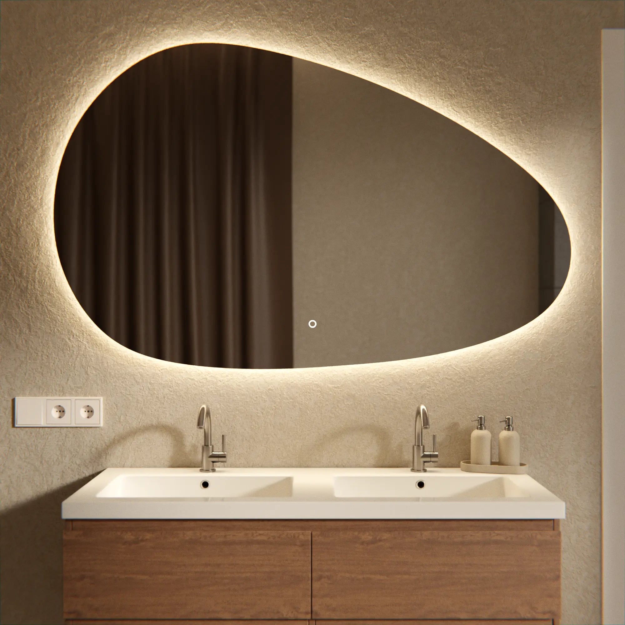 Miroir de salle de bains - 150x93cm Asymétrique - Sans cadre - Précommander