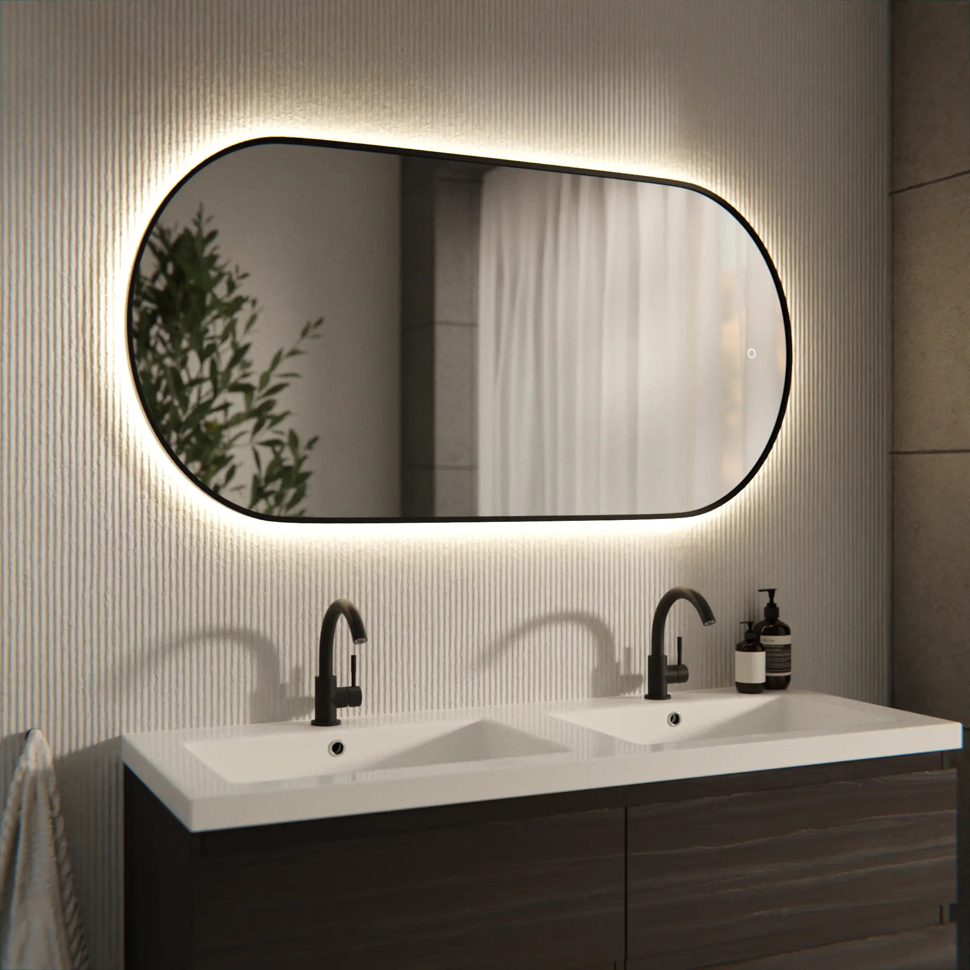 Miroir de salle de bains - 120x60cm Ovale - Cadre noir
